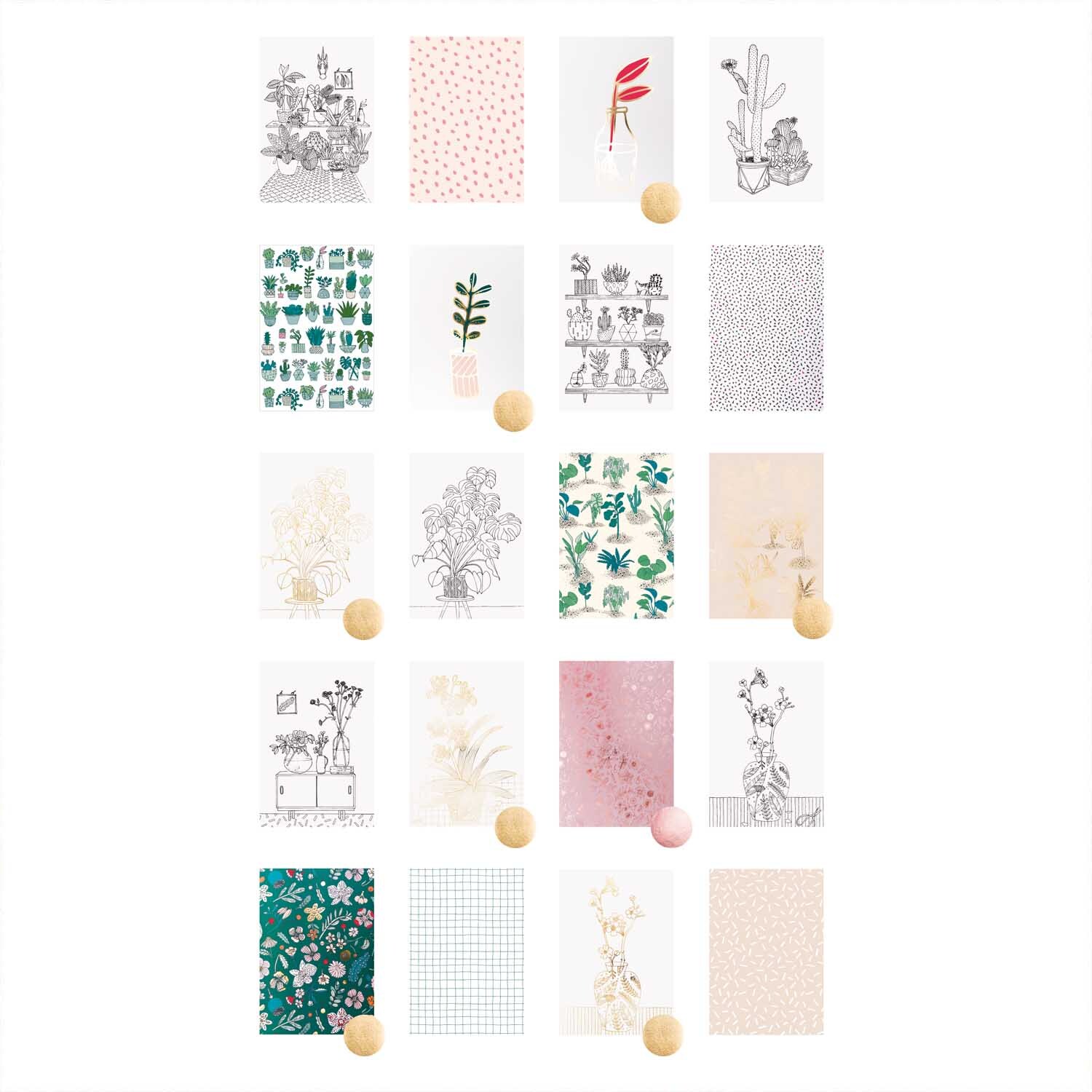 Paper Poetry Motivpapier Block Hygge DIN A3 zeigt 20 Blatt mit verschiedenen Mustern und Farben von Rico Design.