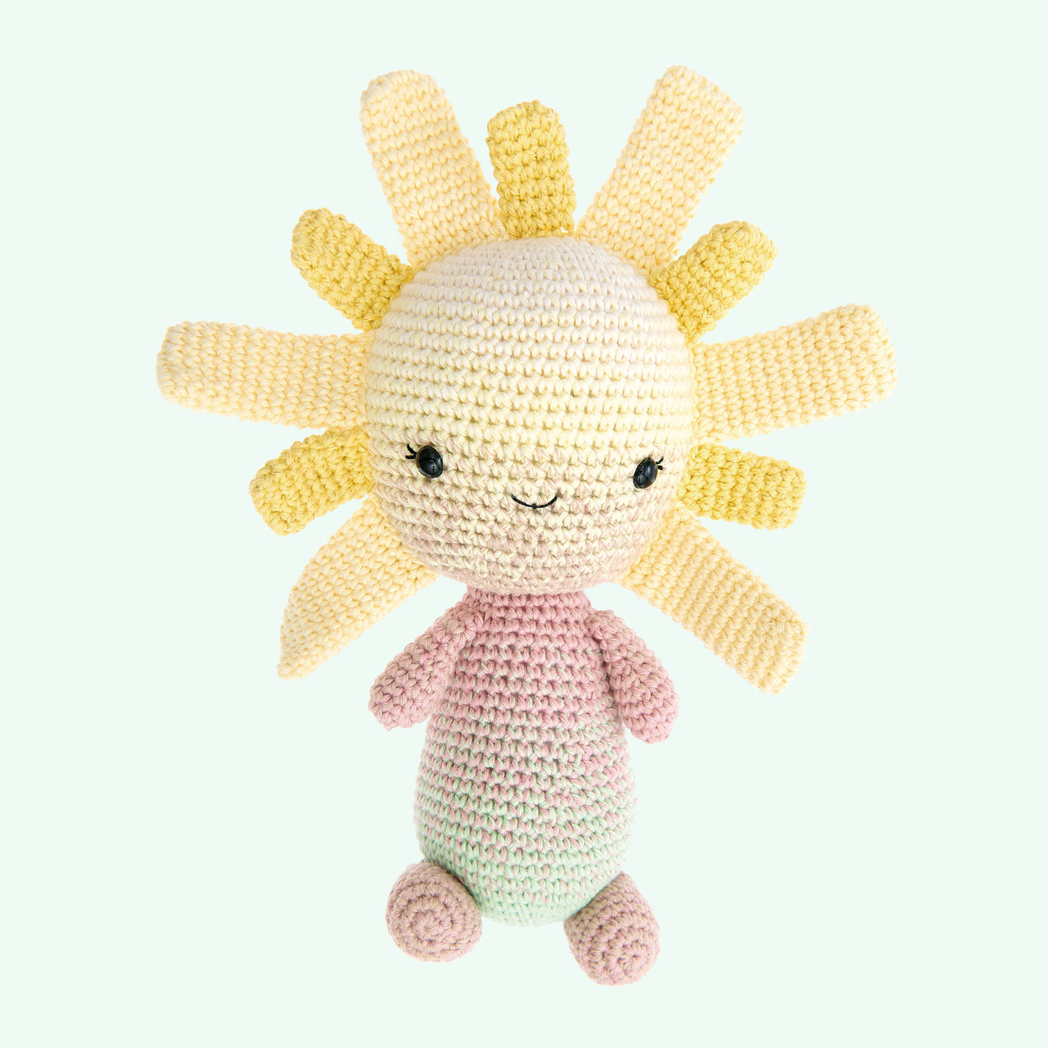 Gehäkelte Figur: Sun-Head aus dem Heft Ricorumi Element Heads