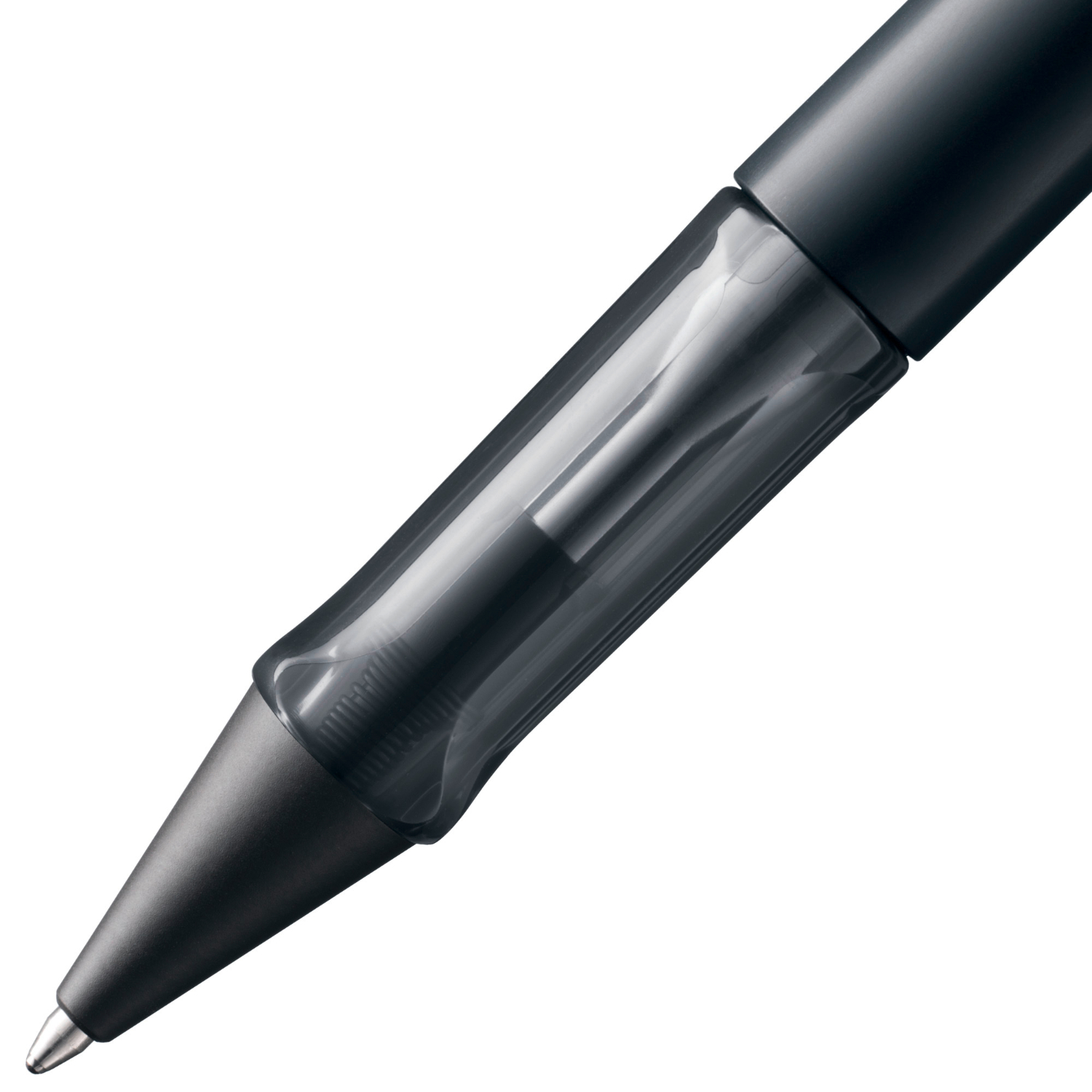 Lamy AL-star Kugelschreiber in elegantem Design mit schwarzer Hülle und klarer Spitze.