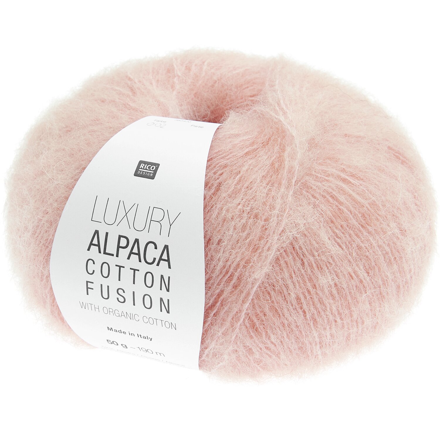 Luxury Alpaca Cotton Fusion, apricotfarbenes Garn von Rico Design, ideal für Strickprojekte.