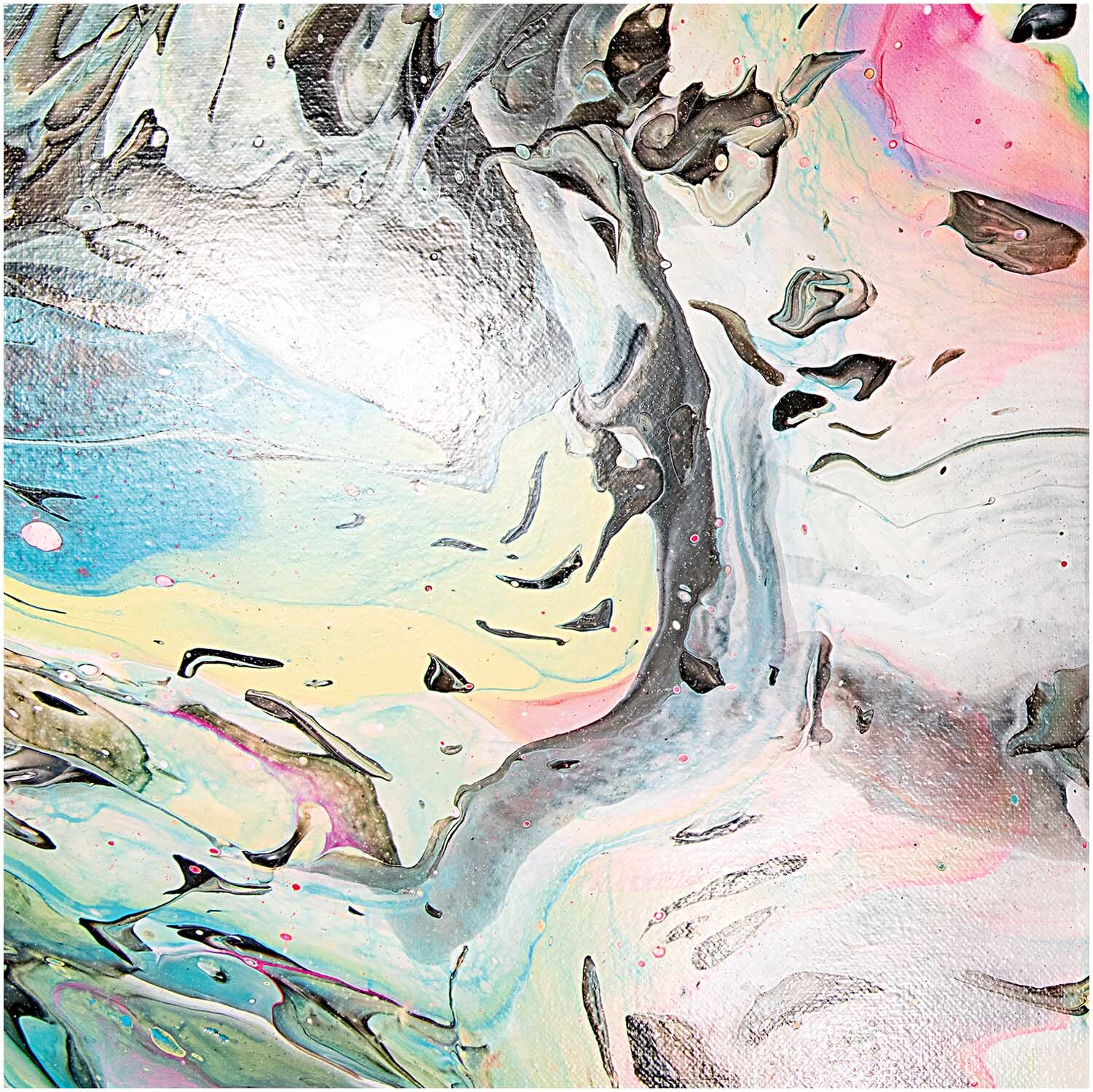 Pouring Medium seidenglänzend von Rico Design. Abstrakte Kunst mit fließenden Pastellfarben und glänzender Oberfläche.