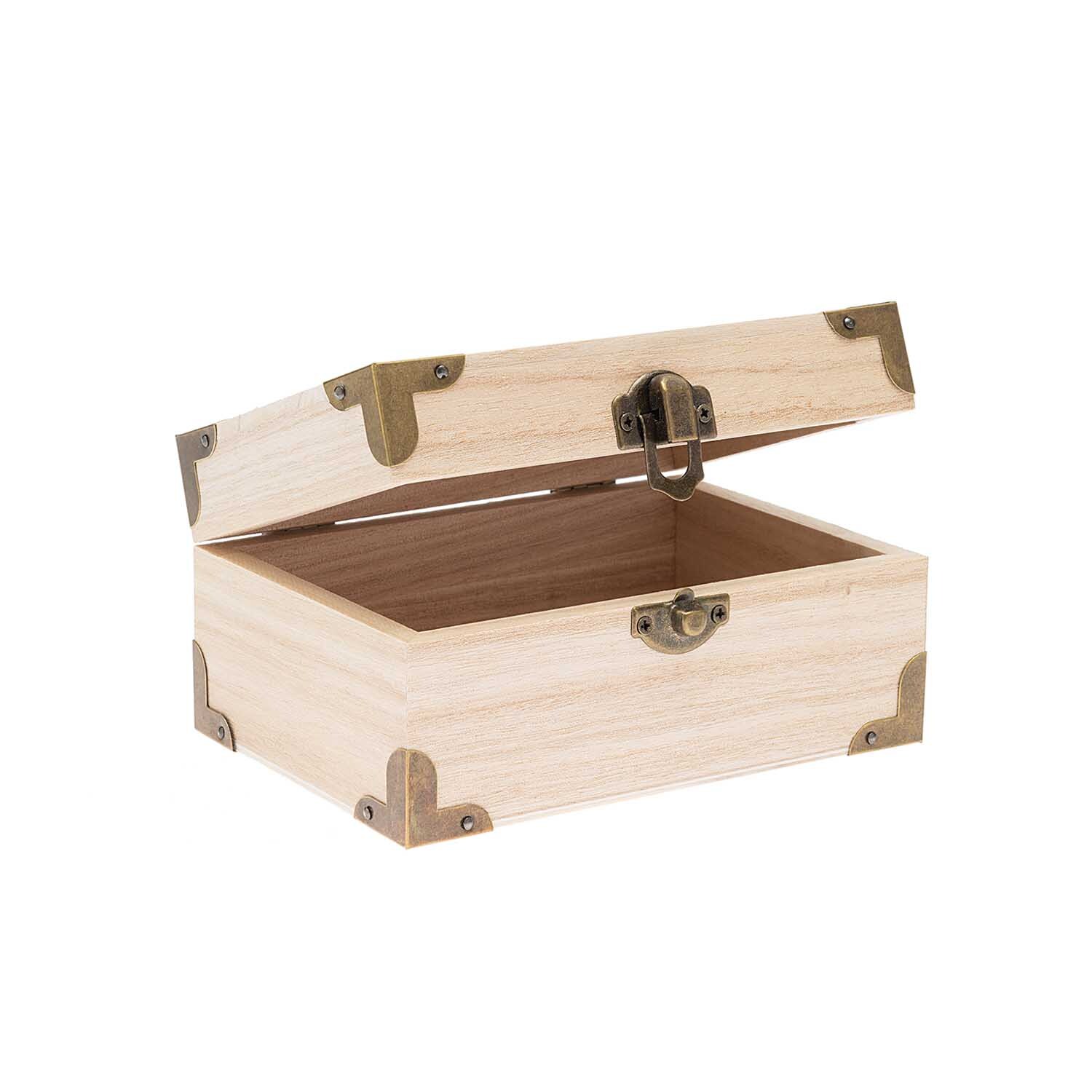 Holz-Schatztruhe mit Beschlägen von Rico Design