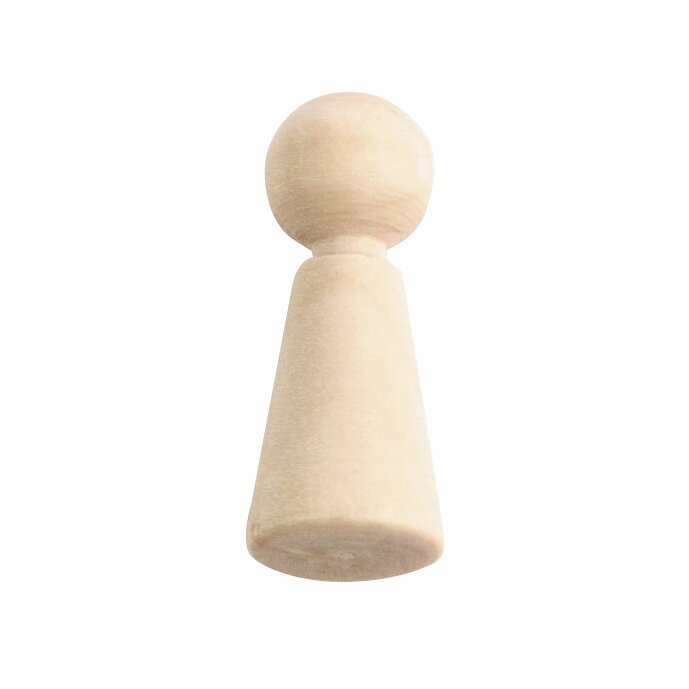 Figurenkegel aus hellem Holz, ideal für Bastelprojekte. Schlichte, konische Form ohne Marke.