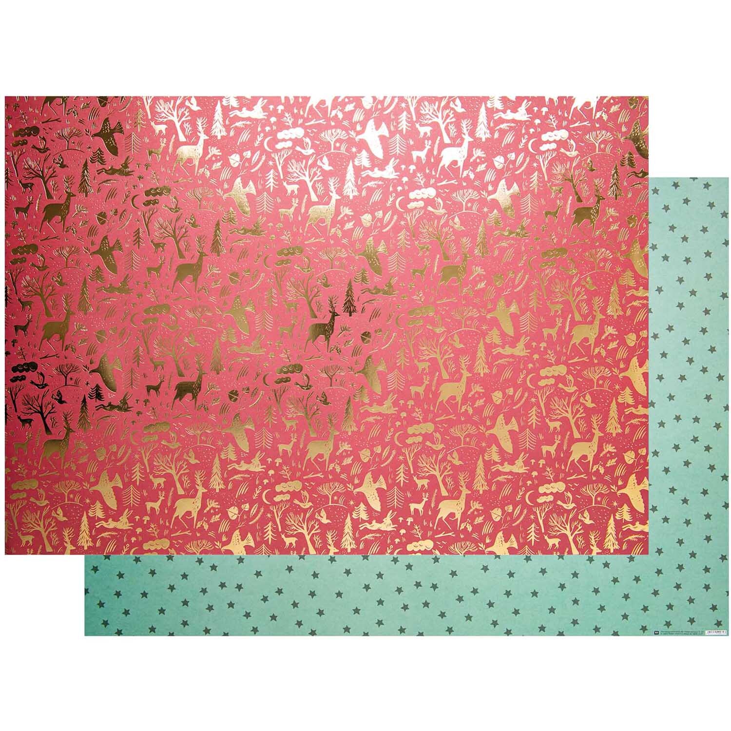 Paper Poetry Motivkarton Nostalgic Christmas zeigt rote und grüne Designs mit weihnachtlichen Motiven von Rico Design.