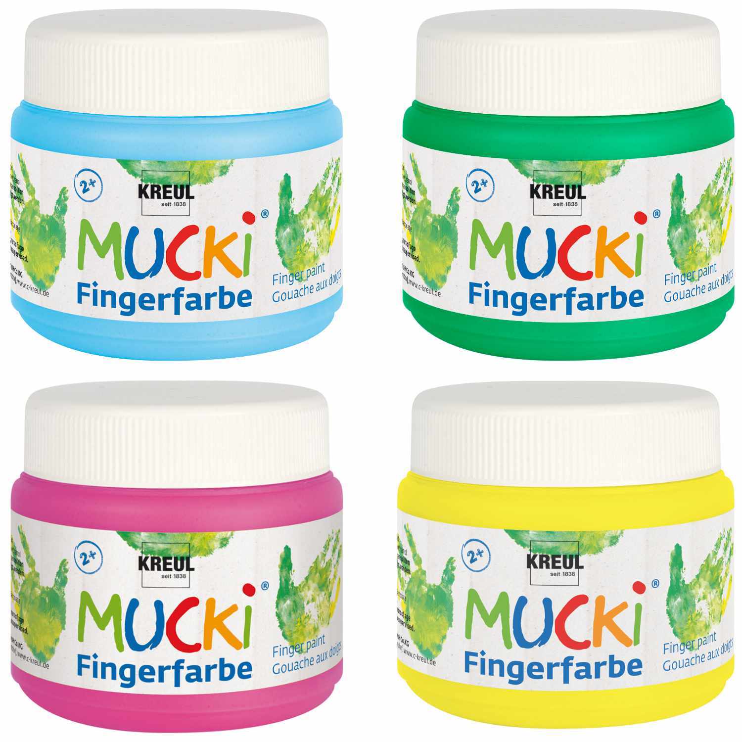 MUCKI Quietsch-Fingerfarbe 4 Farben neon von C.Kreul 
