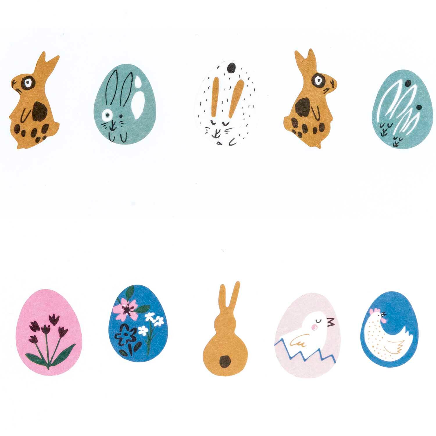 Washi Sticker Hase & Eier 200 Stück von Rico Design: Bunte Sticker mit Hasen und Ostereiern in verschiedenen Designs. Perfekt für kreative Dekorationen.