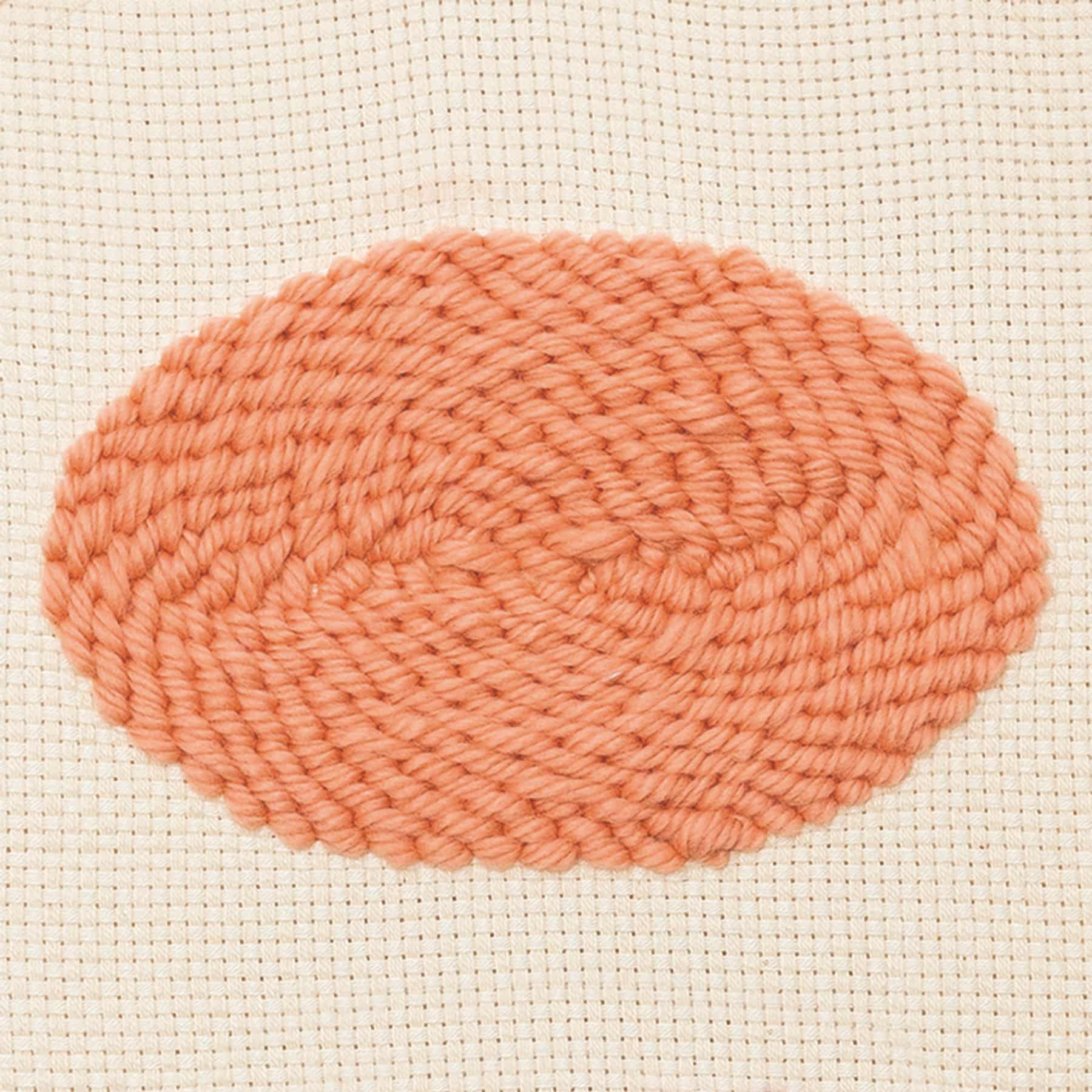 Punch Needle Beispiel von Plattstich in Runden gestickt 