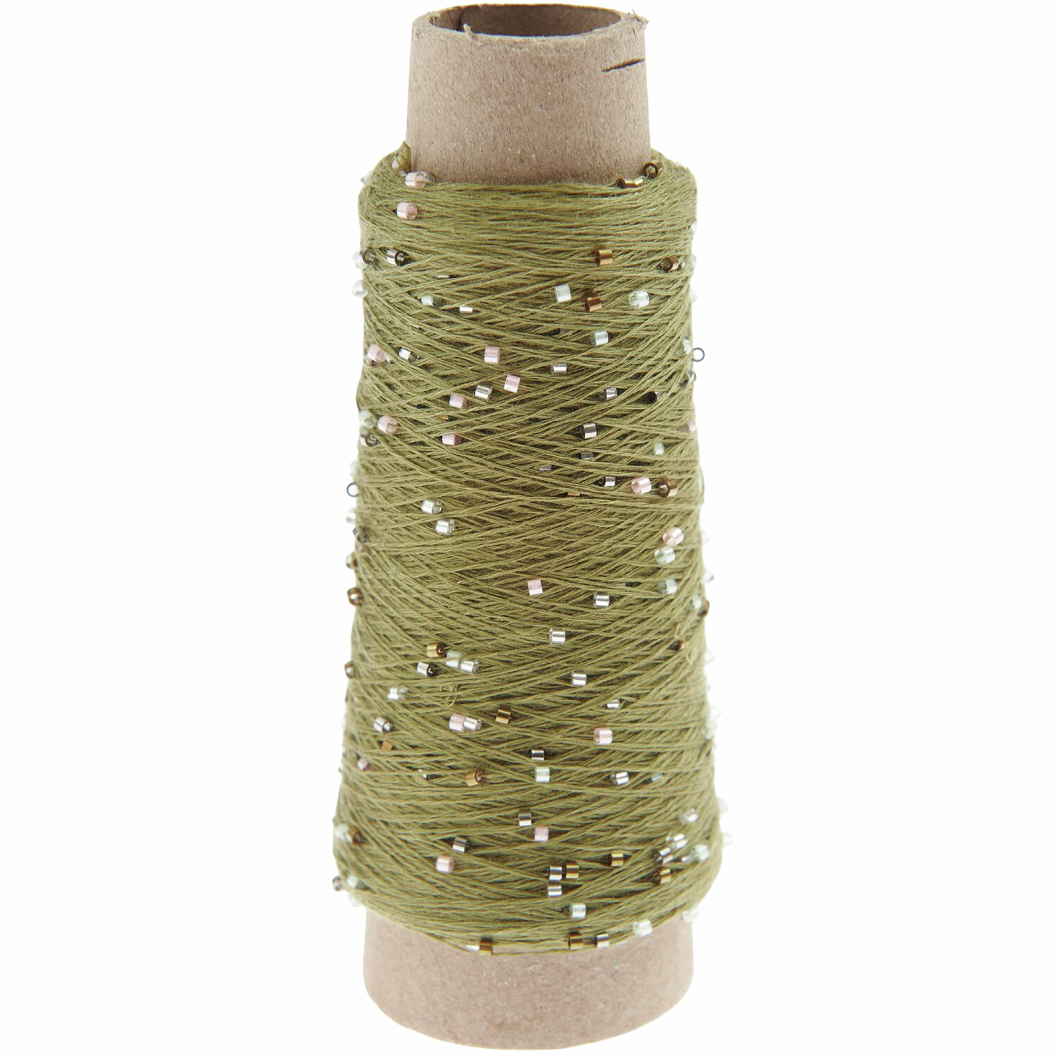 Creative Make It Perlchen, Olivin: Garnrolle mit Perlen, 25g 255m, ideal für kreative Strick- und Häkelprojekte.