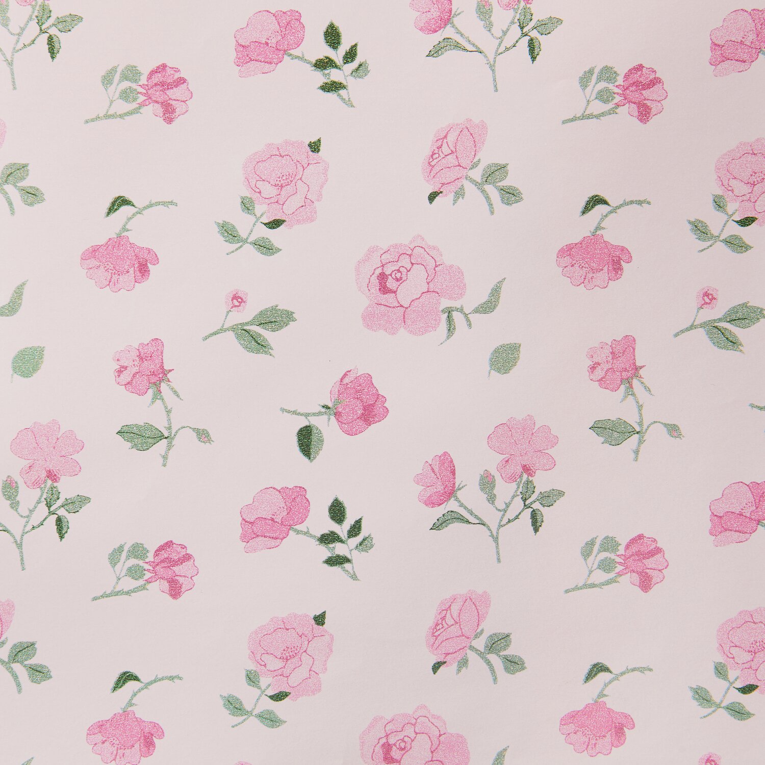 Geschenkpapier Rosen mit rosa Blumenmuster auf hellem Hintergrund, 200x70cm, 80g/m². Ideal für stilvolle Verpackungen.