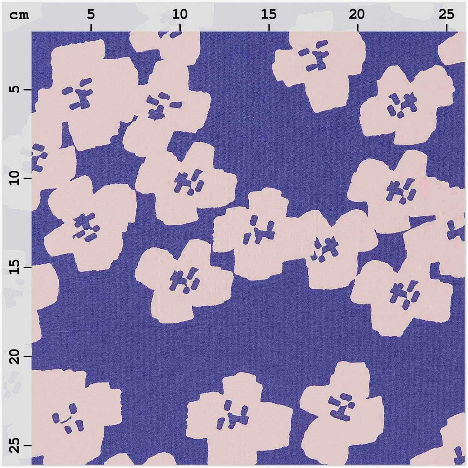 Druckstoff Okina Hana Blumen blau-rosa 140cm von Rico Design