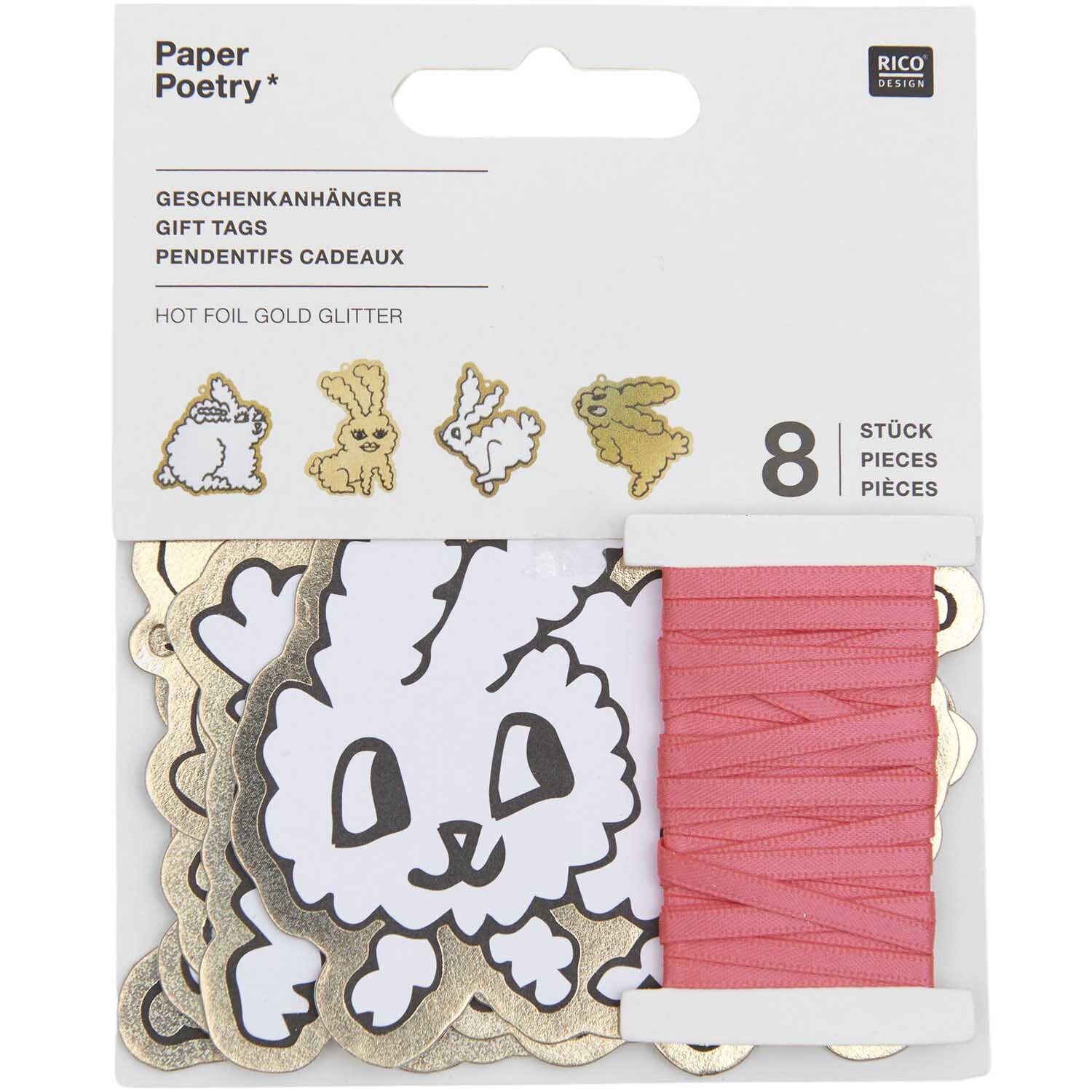 Paper Poetry Geschenkanhänger Futschikato Hasen 8 Stück von Rico Design