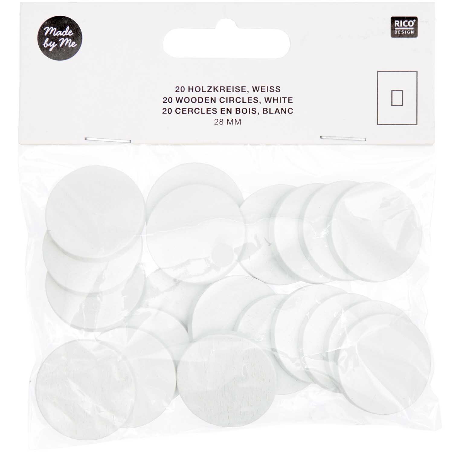 Holzkreise klein 28mm 20 Stück Farbe Weiß von Rico Design
