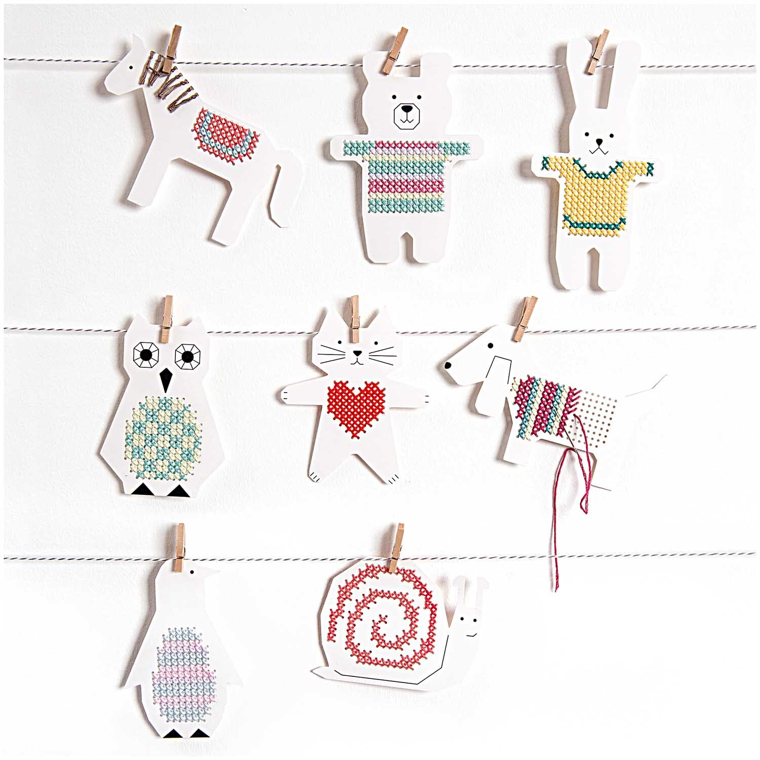 Paper Poetry Stickkarton Hund-Katze-Schnecke-Pferd von Rico Design