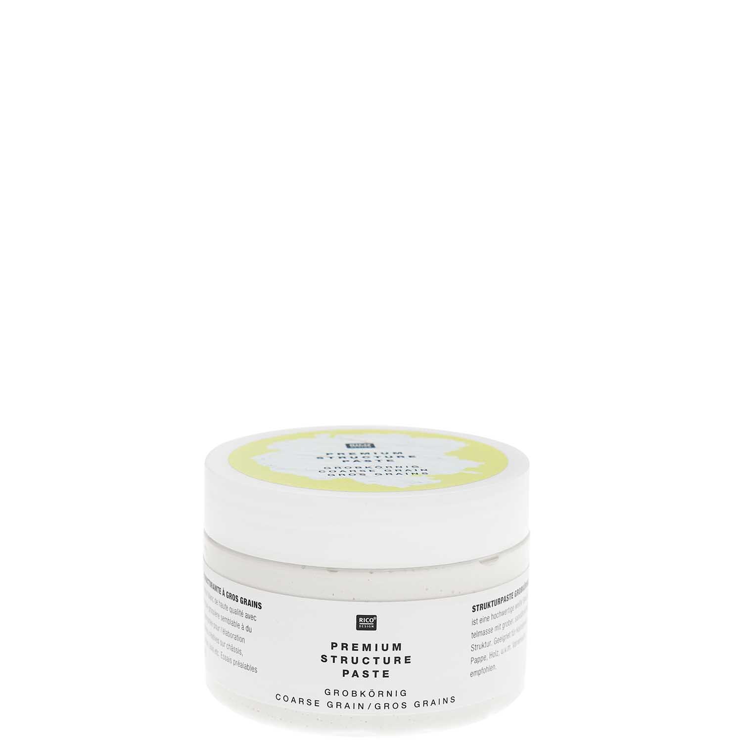 ART Premium Strukturpaste grobkörnig in weißem Behälter von Rico Design, ideal für kreative Projekte.