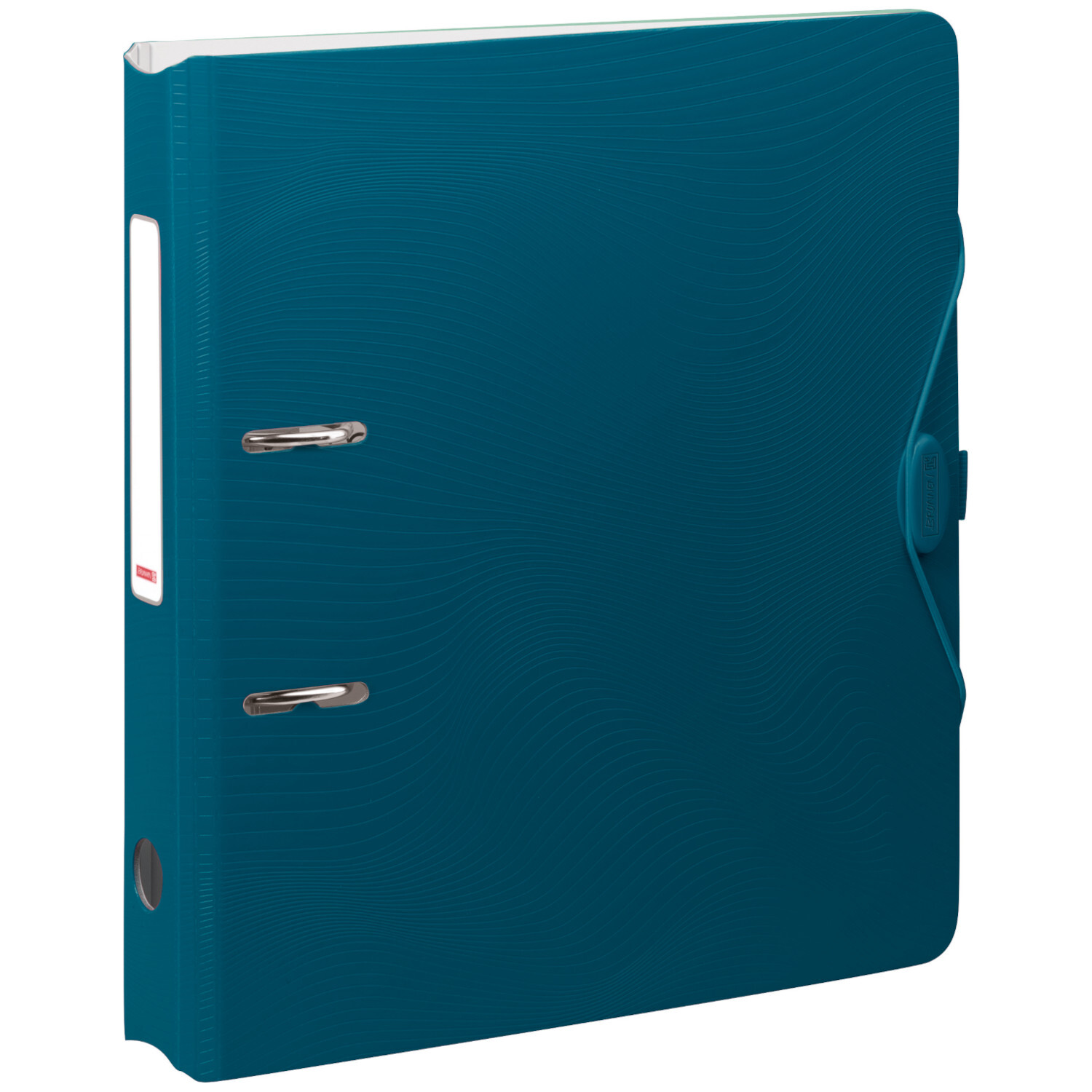 Ordner Wave A4 in Denim-Optik von Brunnen, mit Hebelmechanik und Etikettenhalter, ideal für Dokumentenorganisation.