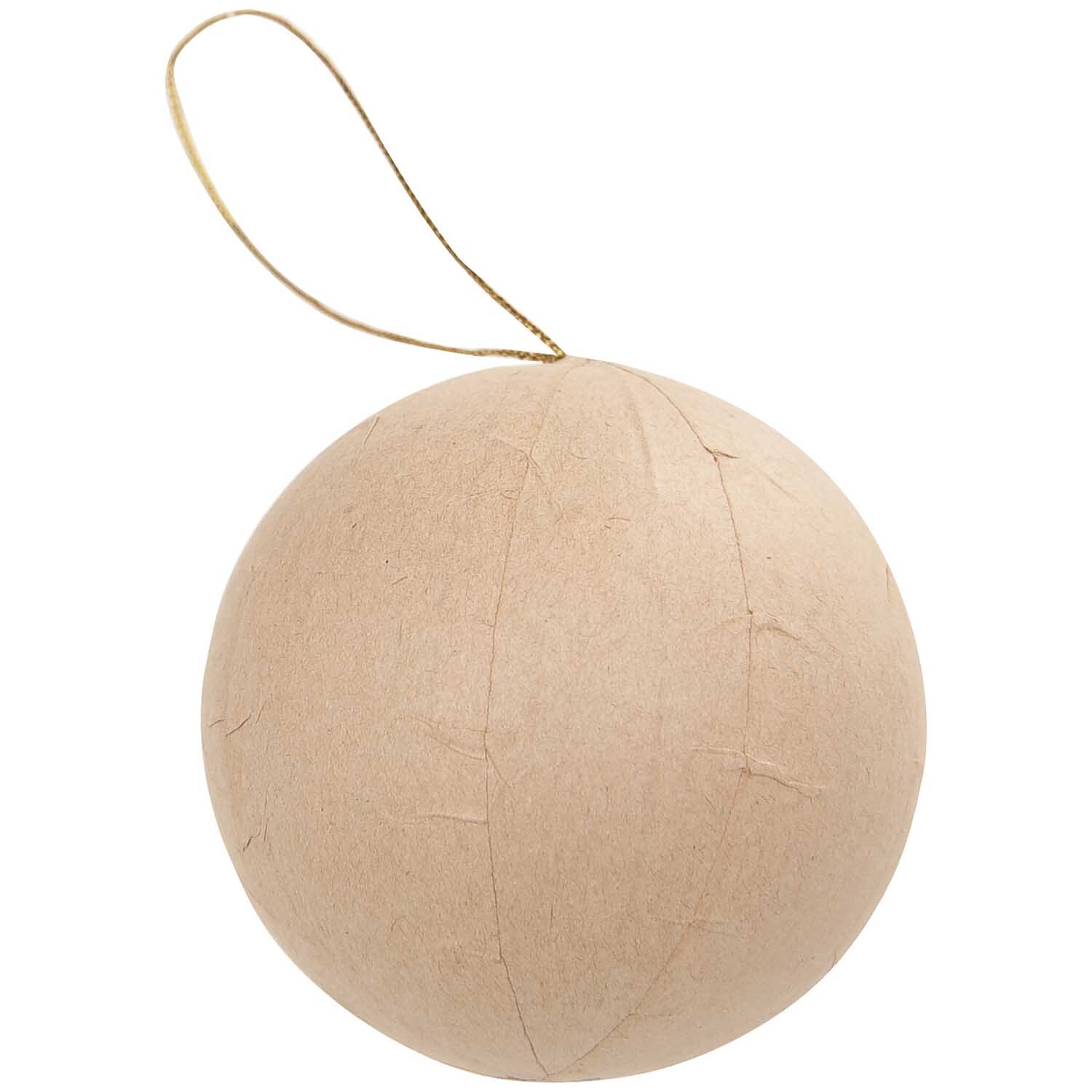 Pappmaché Kugel 7cm von Rico Design, naturfarbene Kugel mit Aufhängeschnur, ideal für Bastelprojekte.