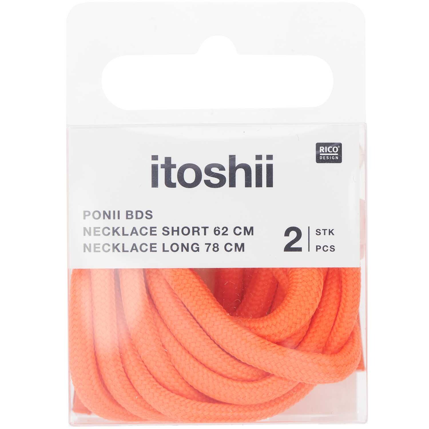 Itoshii - Ponii Beads Ketten in leuchtendem Neon Rot, 2 Stück, präsentiert von Rico Design.