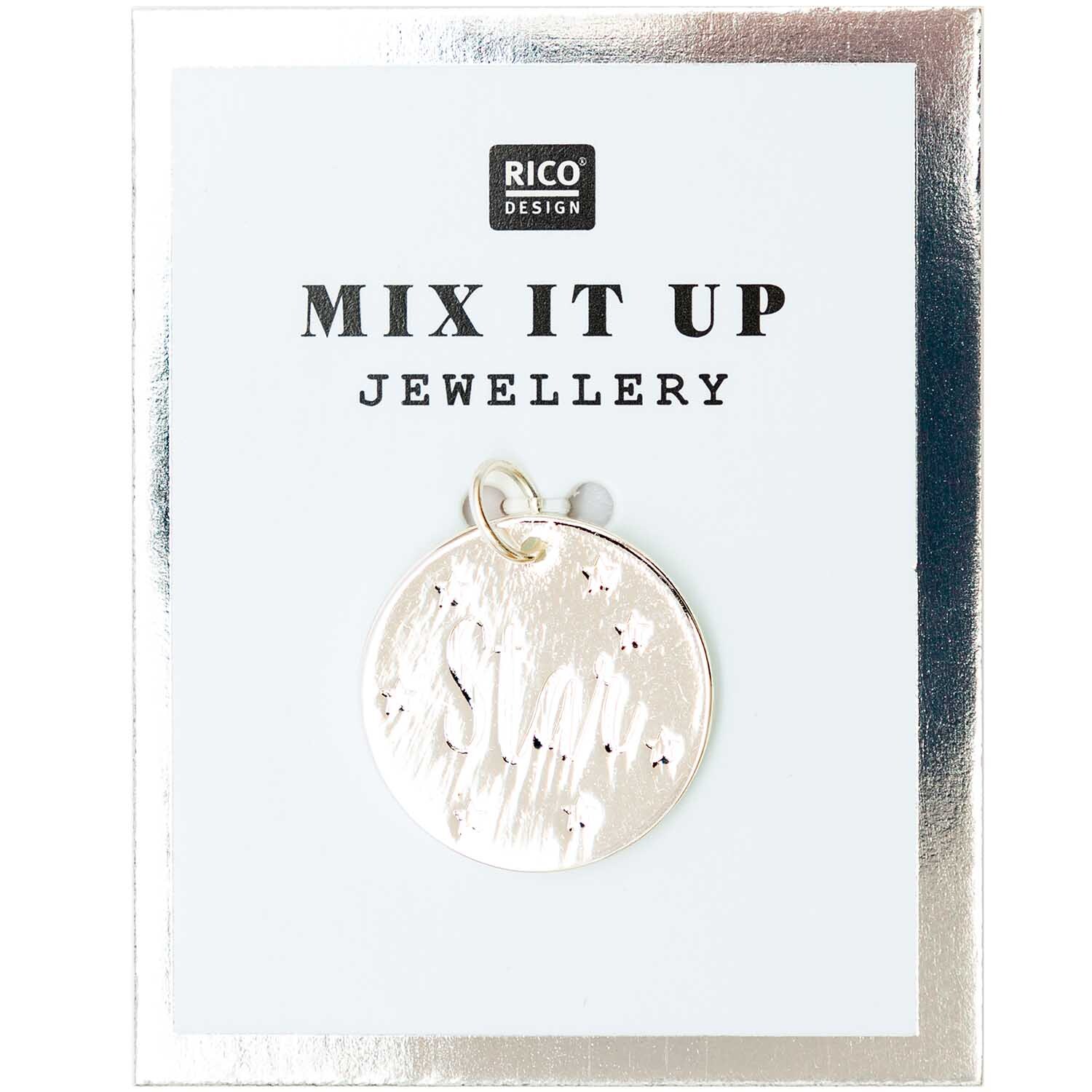 Mix it Up - Jewellery Anhänger Scheibe Star silber Ø17mm von Rico Design