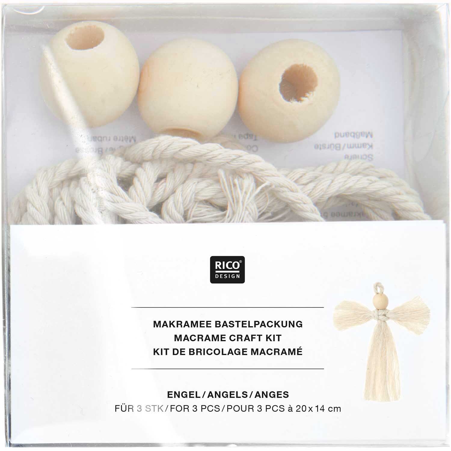 Makramee Set Engel 3 Stück 15x13xm von Rico Design
