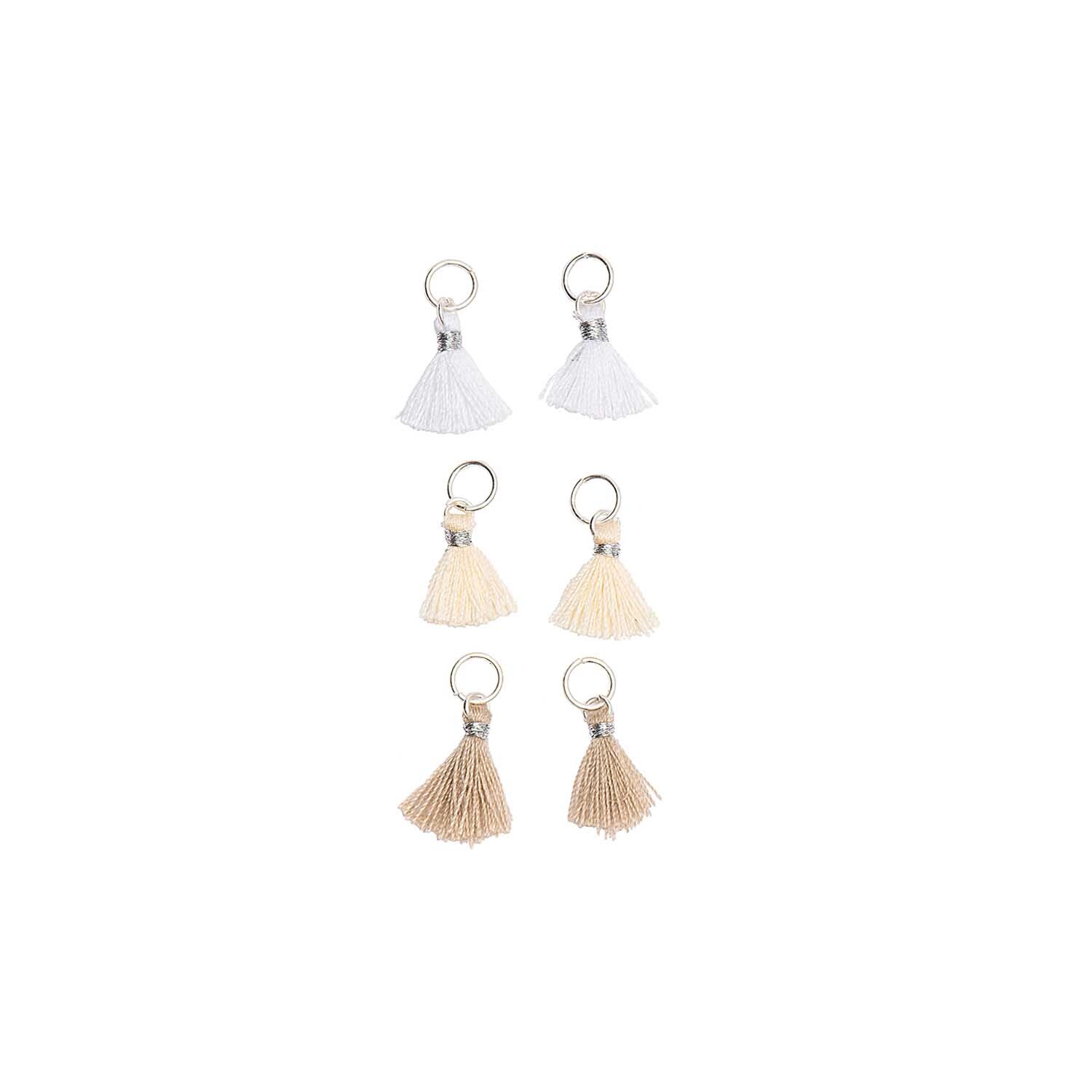 Mini-Quasten mit Öse 1,1cm 6 Stück von Rico Design in verschiedenen Farben, ideal für DIY-Projekte.