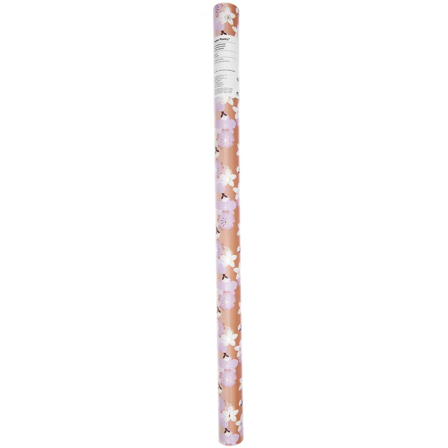 Geschenkpapier Kirschblüten Orange mit zartem Blütenmuster, ideal für stilvolle Verpackungen.