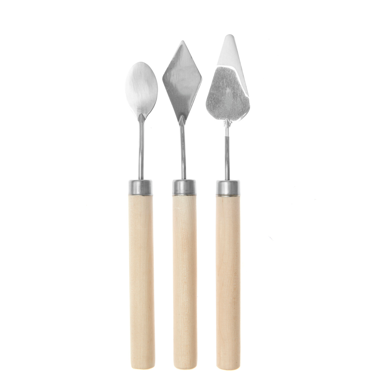 Spachtelset von Rico Design, 3-teilig, mit Holzgriffen und verschiedenen Metallklingen für kreative Arbeiten.