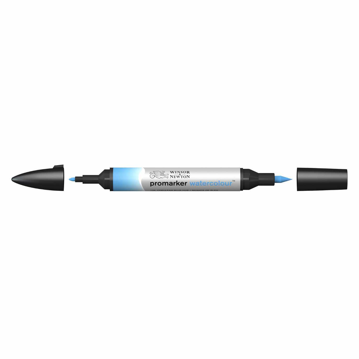 Promarker Aquarellmarker in Cerulean Blue Hue von Winsor & Newton, mit zwei schwarzen Kappen. Ideal für Künstler.
