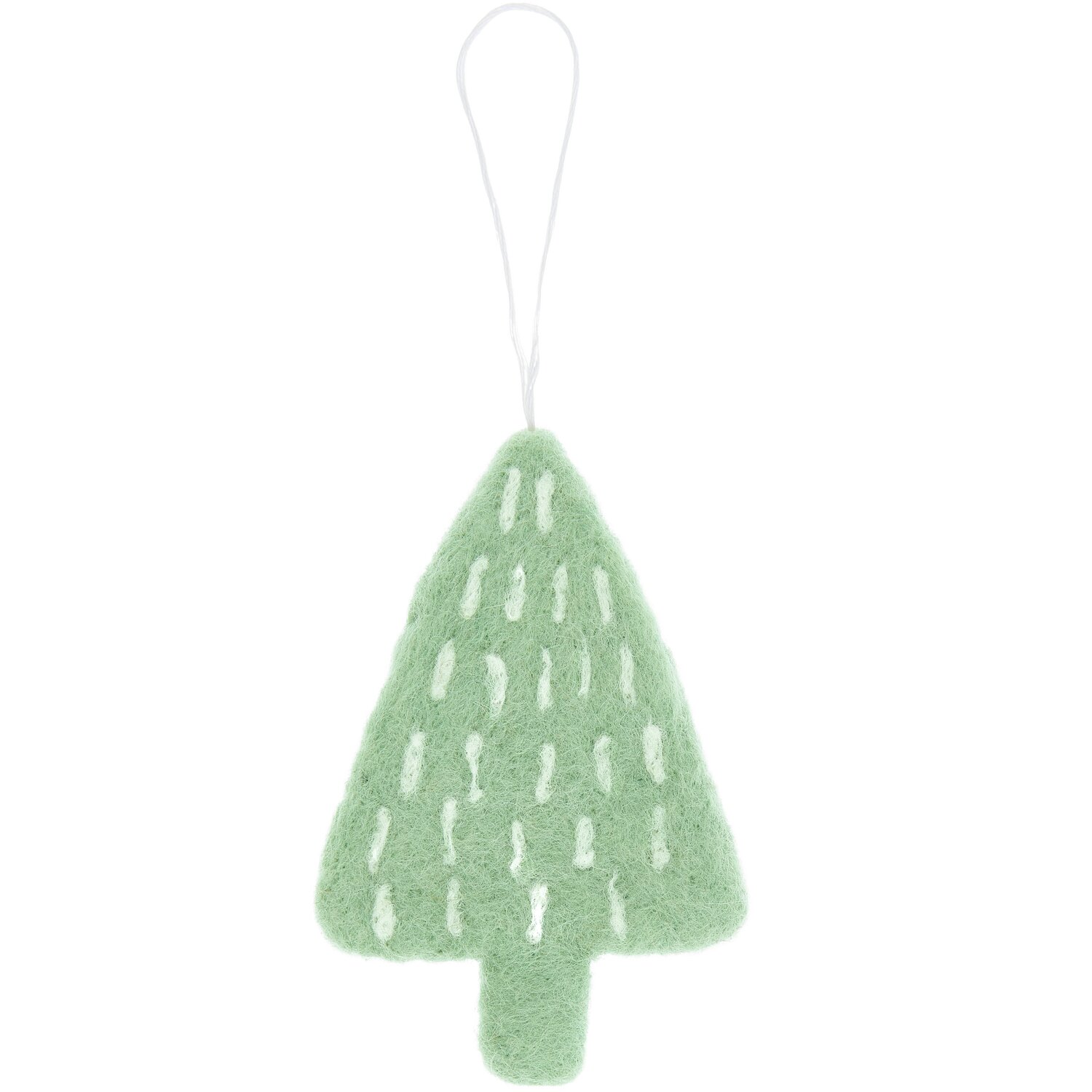 Aufhänger Tanne mit Tannenzapfen handgefilzt in Mint, 10,5x6x1,3cm. Ideal für weihnachtliche Dekorationen.