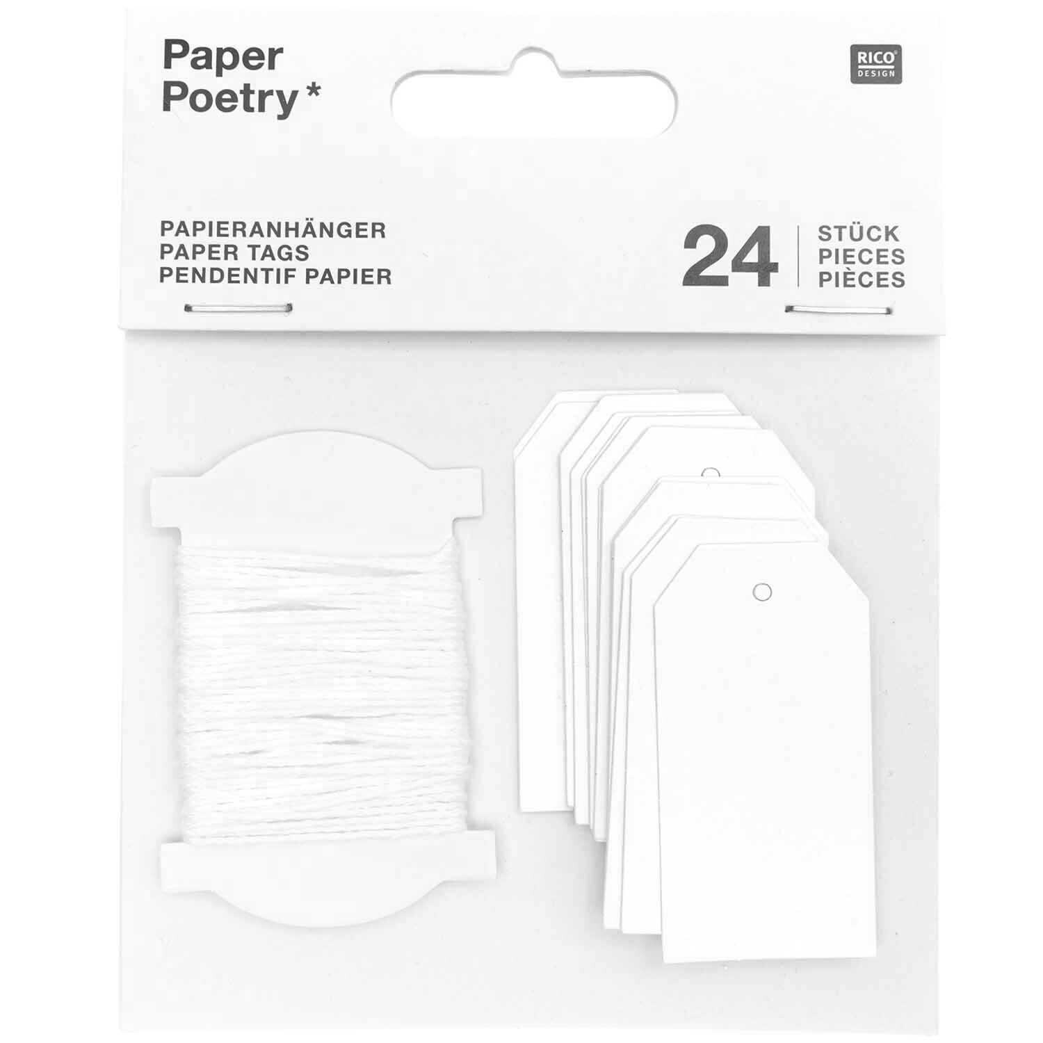 Paper Poetry Papieranhänger weiß 24 Stück von Rico Design