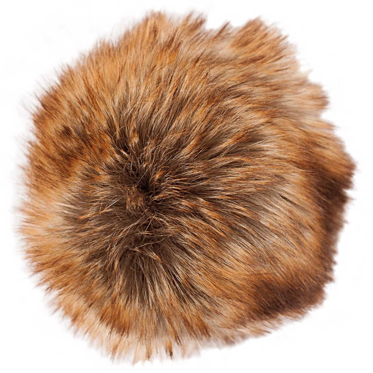 Kunstfellbommel Premium von Rico Design in braun-zimt, 10cm groß, flauschig und rund.