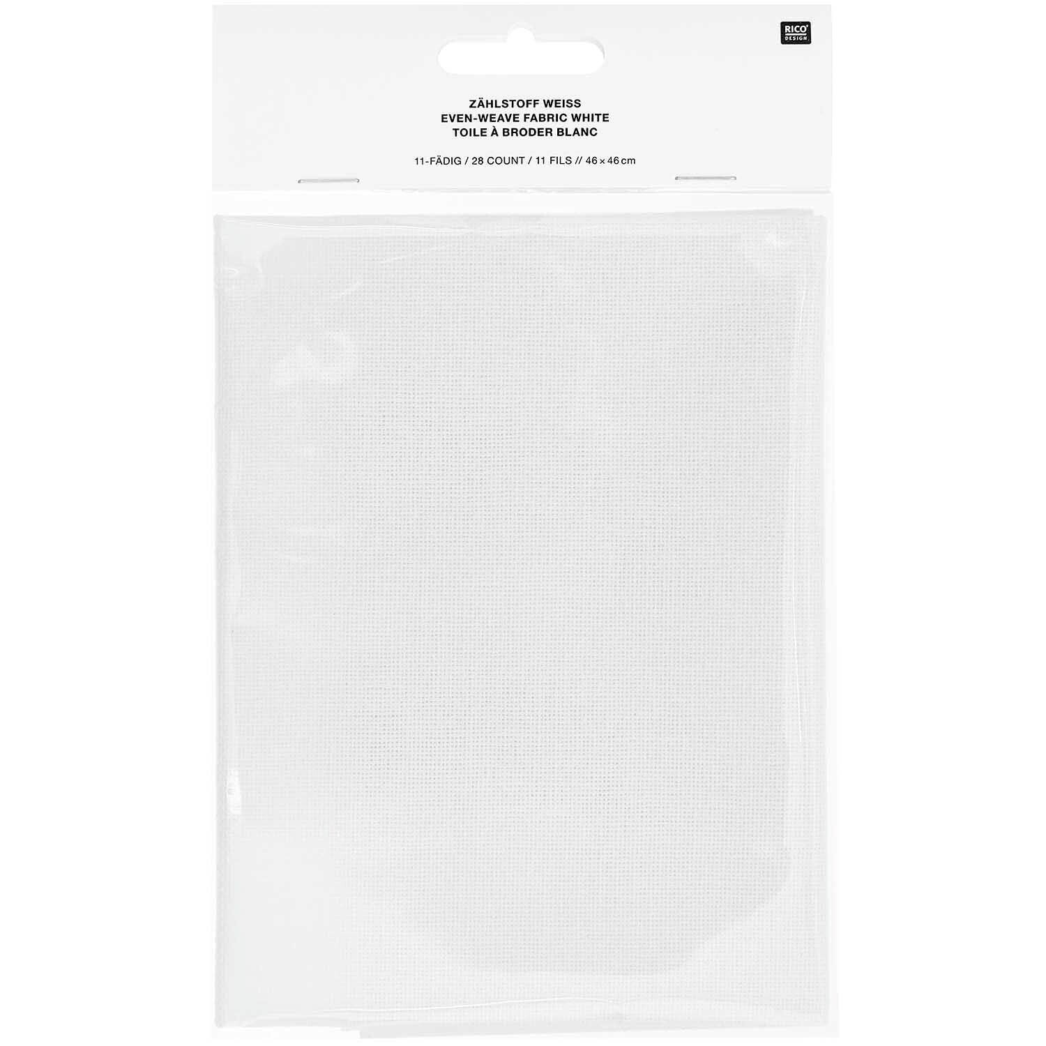 Zählstoff Baumwolle weiß 11-fädig 46x46cm von Rico Design