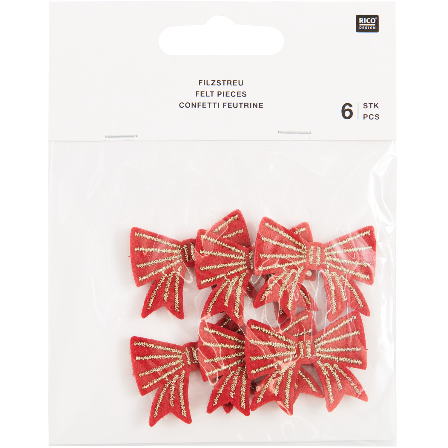 Filzstreu Schleifen 8 Stück Farbe Rot-Gold von Rico Design
