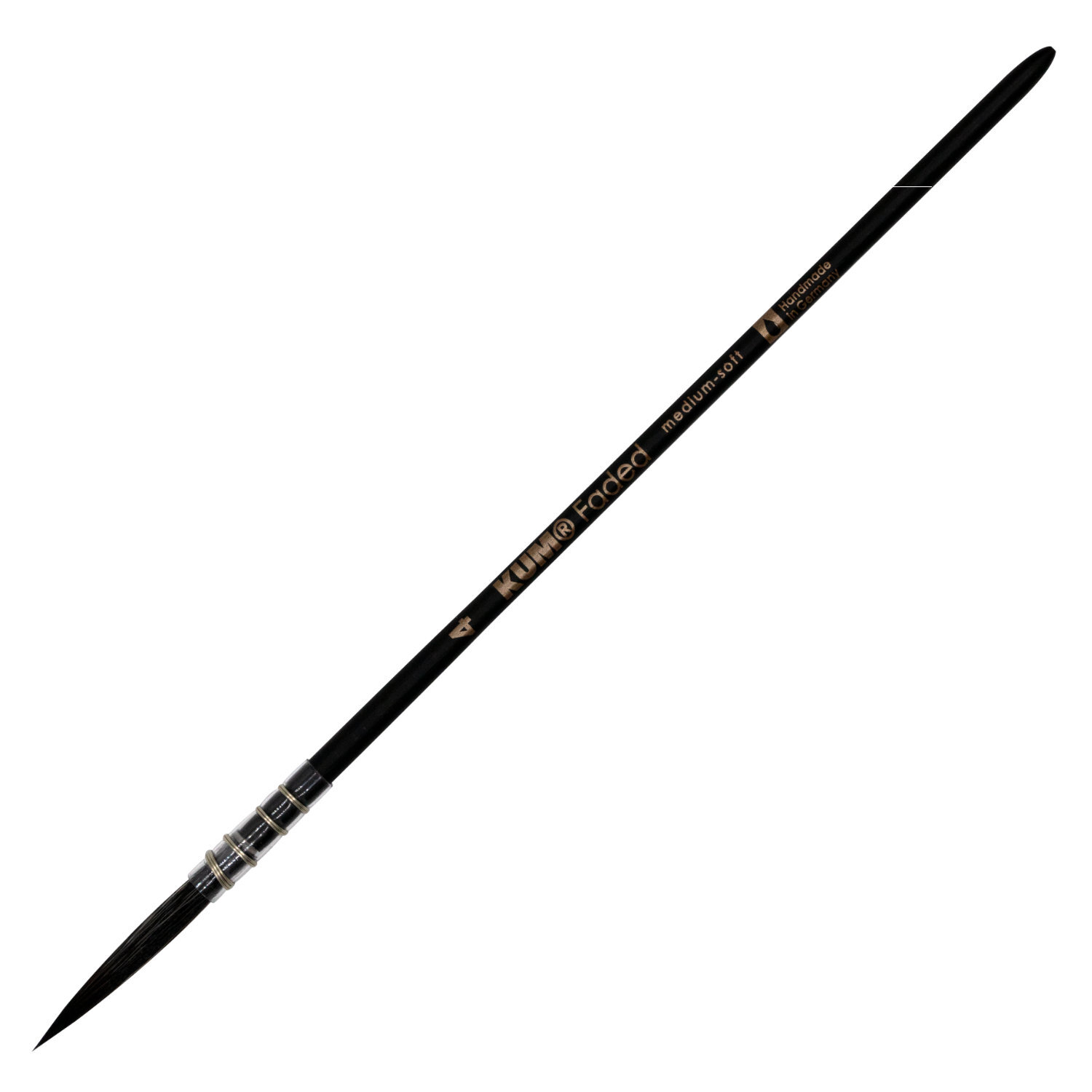 Pinsel Faded FR Rigger von KUM, schwarzer Künstlerpinsel mit feiner Spitze für präzises Malen.