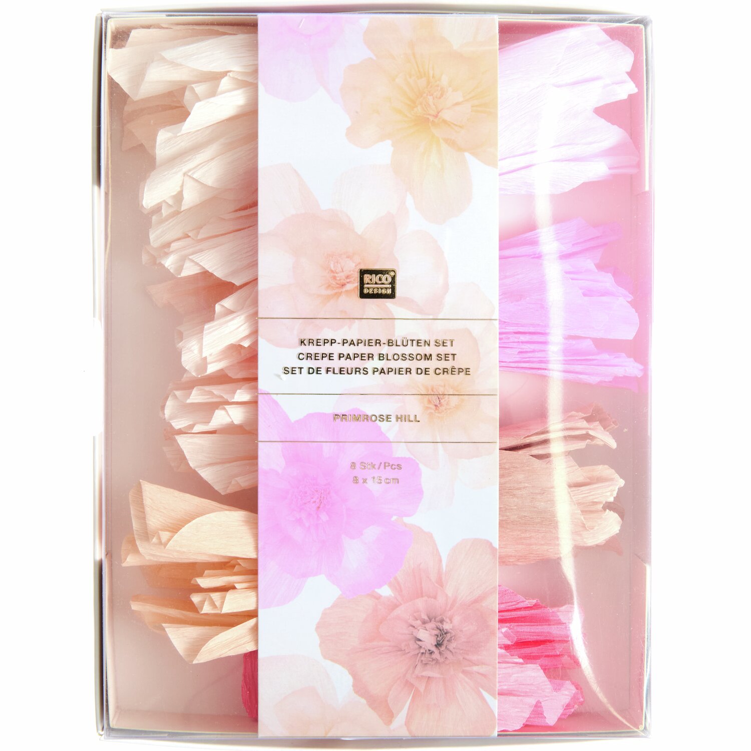 Krepppapier Blüten Set Primrose Hill M Ø15cm 8 Stück von Rico Design