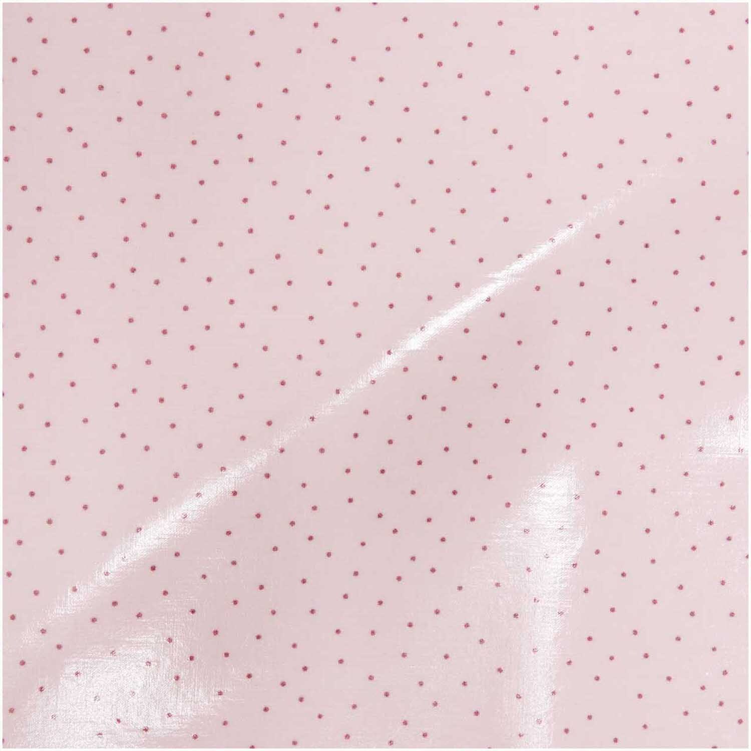 Druckstoff beschichtet Hygge Punkte rosa-metallic 140cm von Rico Design zeigt zarte Punkte auf glänzendem Stoff. Ideal für kreative Nähprojekte.