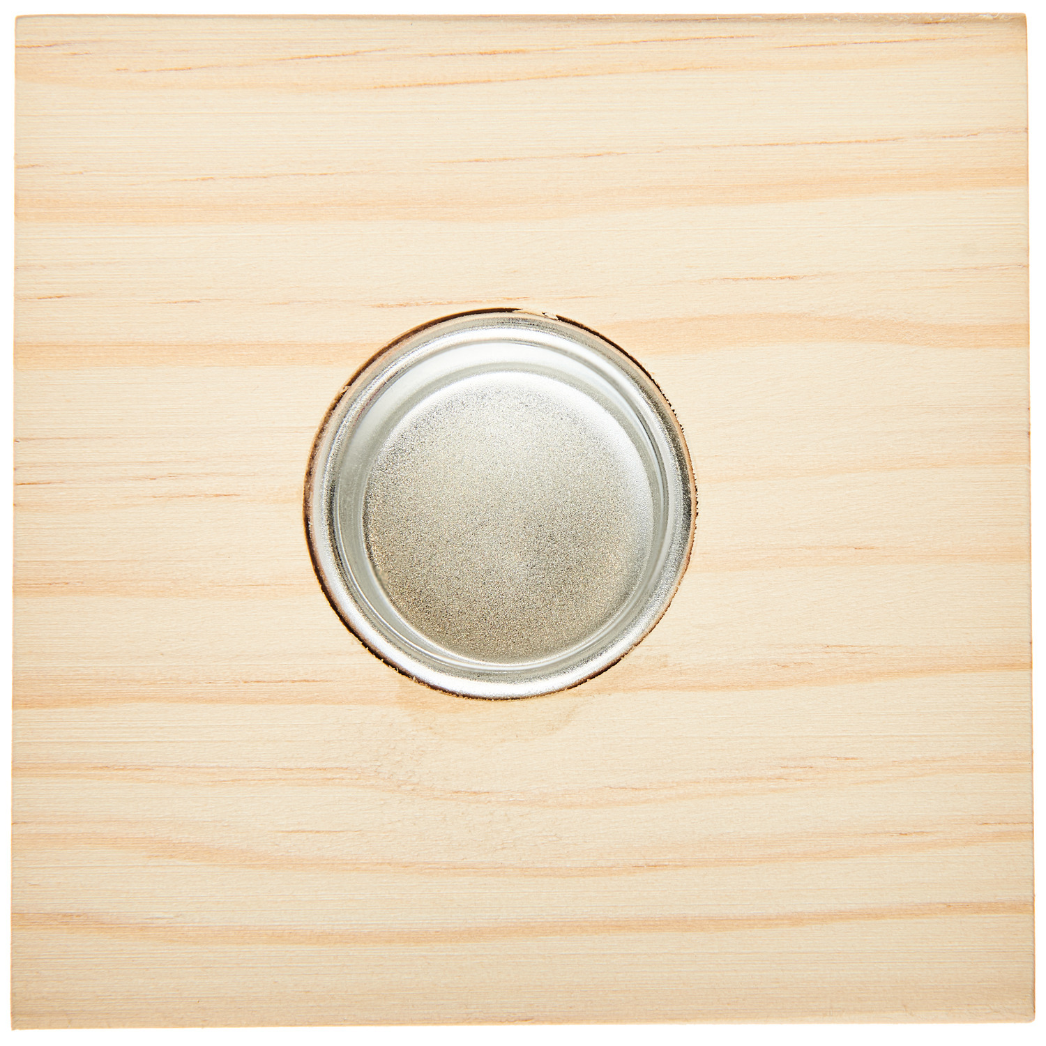 Kerzenhalter Würfel aus hellem Holz von Rico Design, quadratisch mit rundem Einsatz für Kerzen.