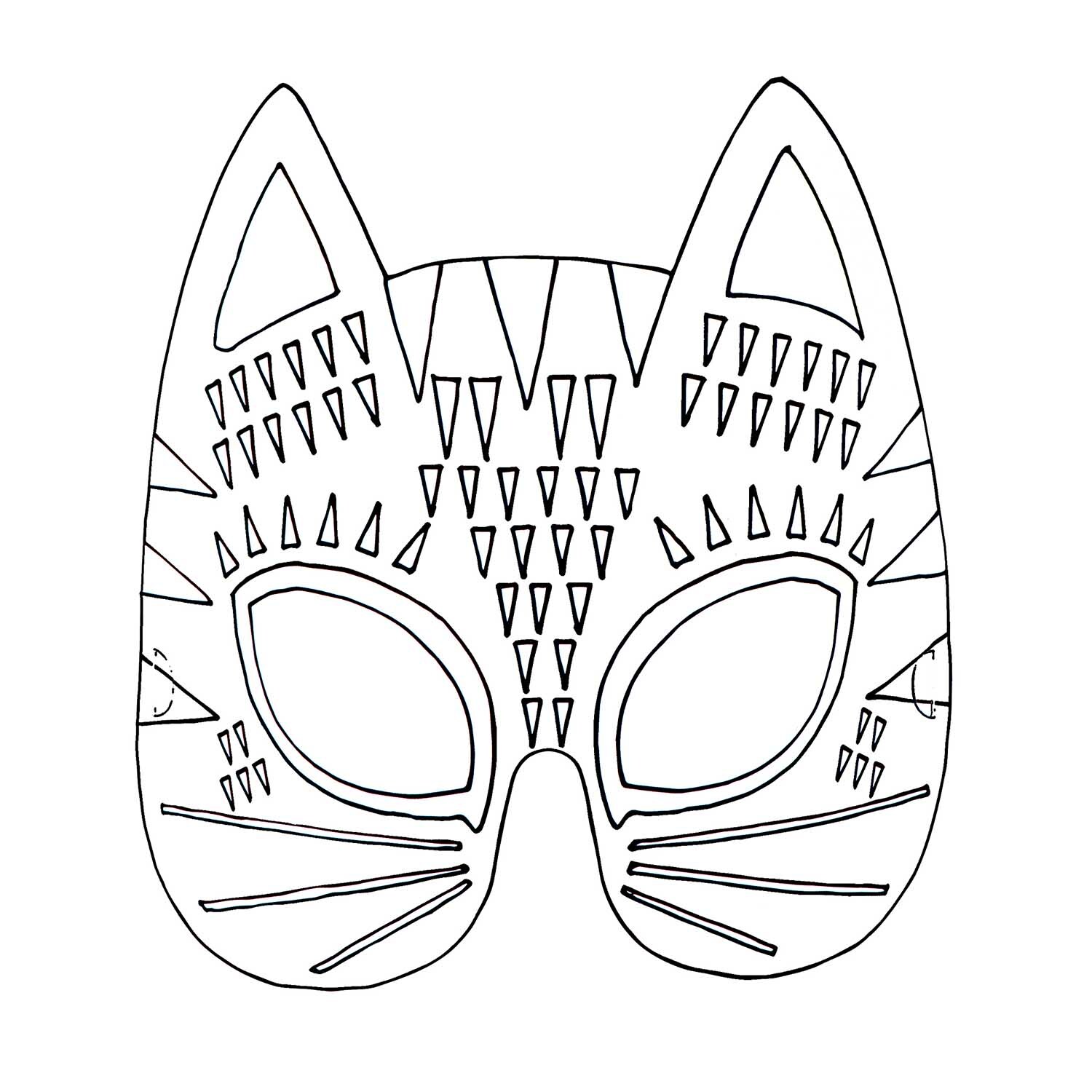 Paper Poetry Masken zum Ausmalen, 6 Stück von Rico Design. Katzenmaske mit geometrischen Mustern. Ideal für kreative Bastelprojekte.