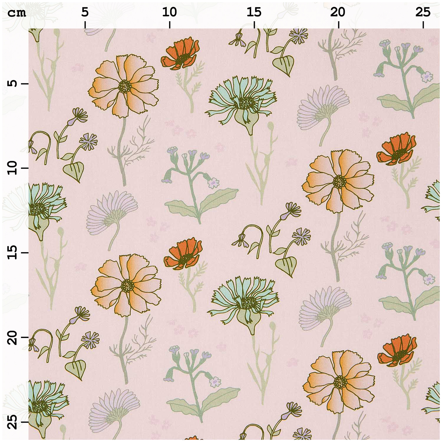 Meterware Baumwoll-Popelin Blumen Rosa 140cm von Rico Design