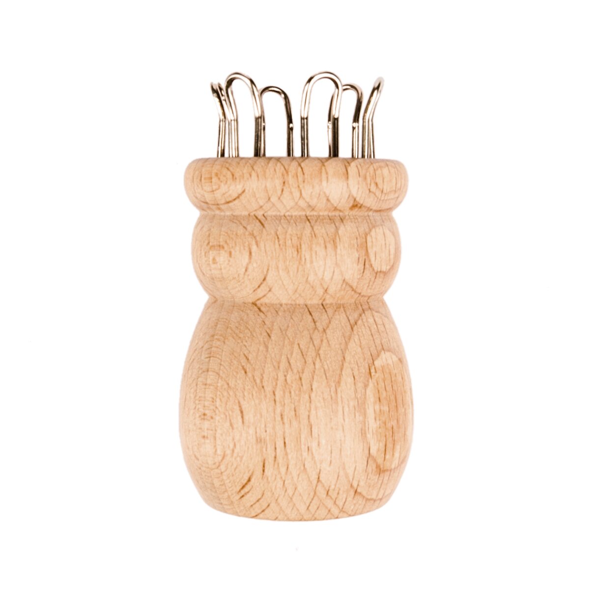 Strickliesel mit 6 Haken aus hellem Holz, Marke Rico Design, kompaktes Strickwerkzeug mit Metallhaken für kreative Handarbeitsprojekte