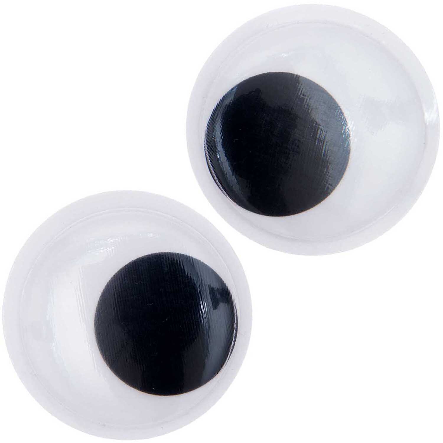 Wackelaugen XL 70mm von Rico Design, zwei große, runde Augen mit schwarzer Pupille auf weißem Hintergrund.