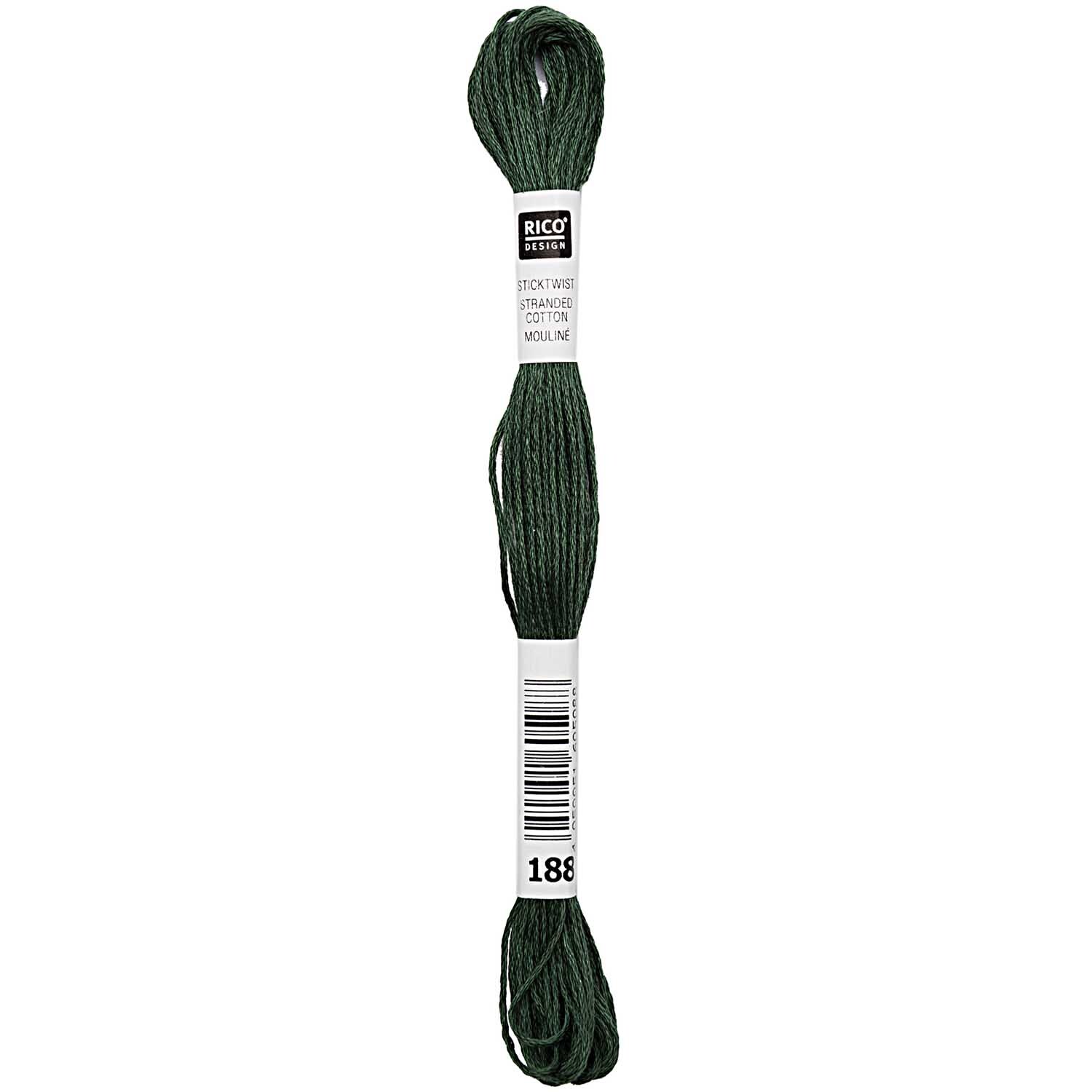 Sticktwist 8m von Rico Design in dunklem Grün, ideal für Stickprojekte und Handarbeiten.
