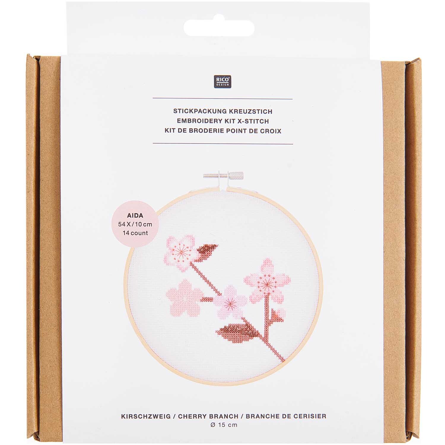 Stickpackung Kirschzweig Bild Ø 15cm von Rico Design