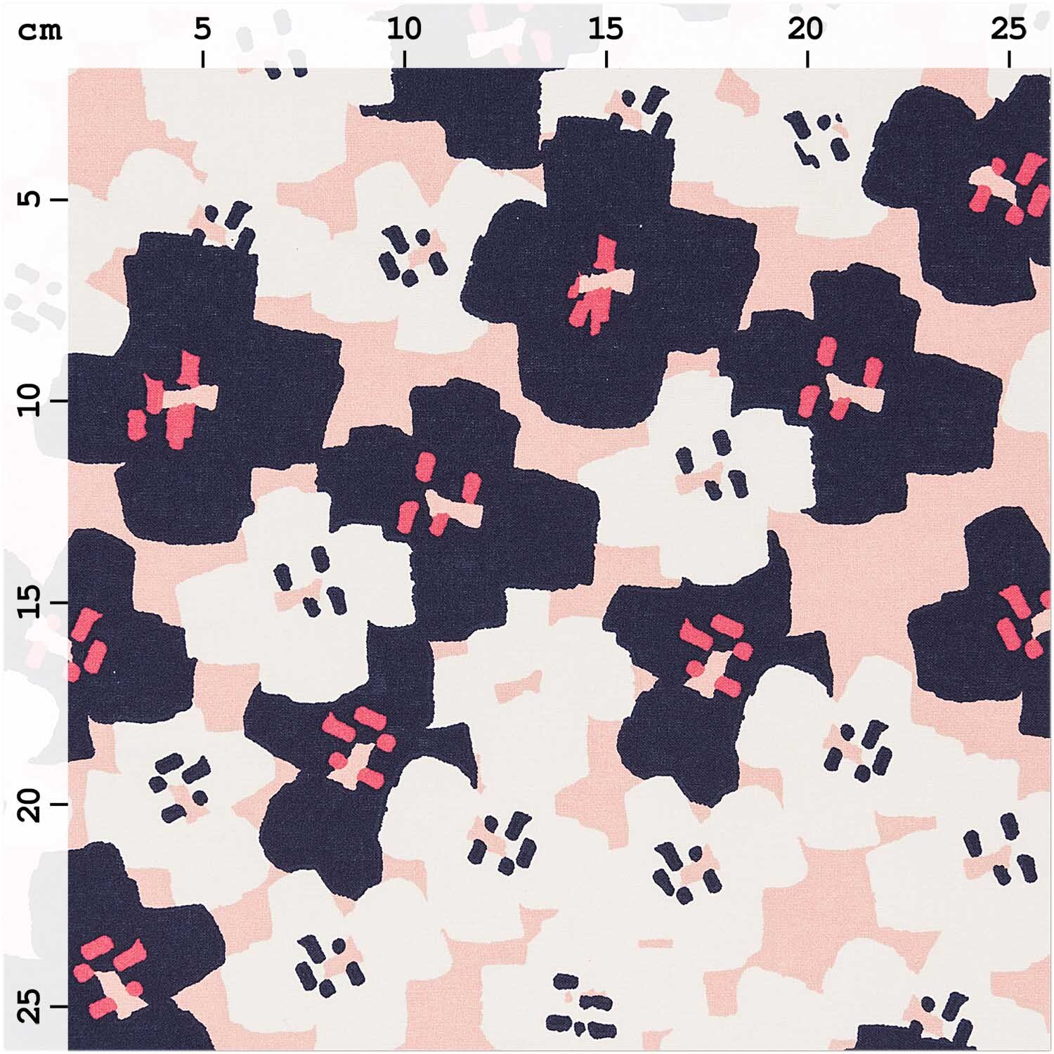 Druckstoff Okina Hana kleine Blumen pink-schwarz 140cm von Rico Design