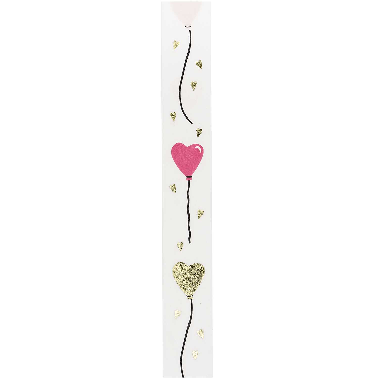Paper Poetry Tape mit Herzluftballons in Puder und Gold von Rico Design, verziert mit zarten, schwebenden Ballons und kleinen Herzen.