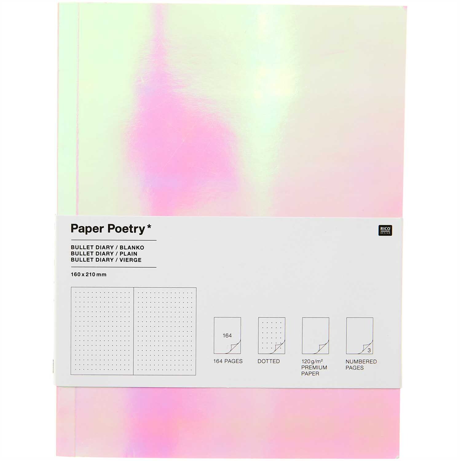 Paper Poetry Bullet Diary Softcover irisierend 16x21cm 80 Blatt von Rico Design
