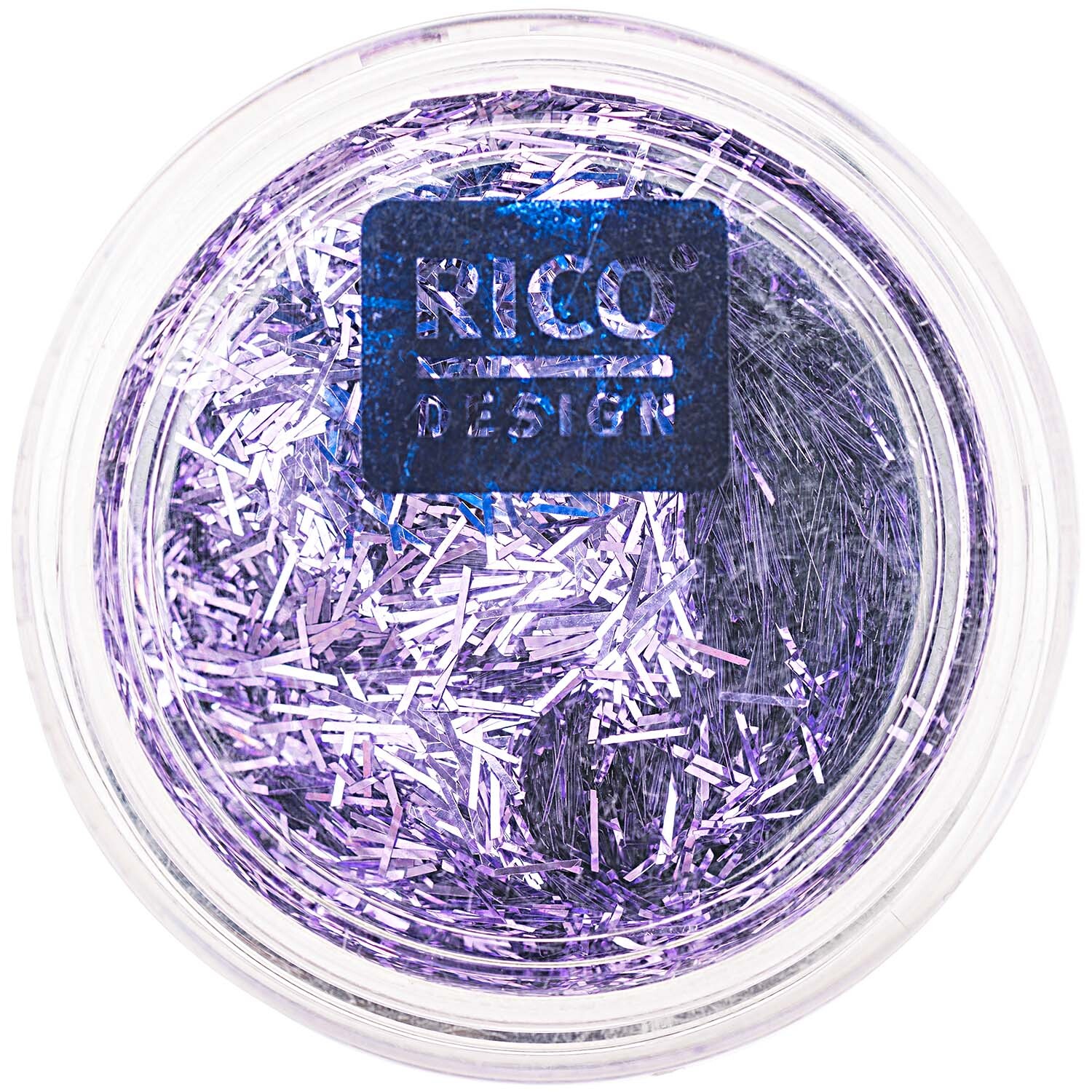 Stäbchen Glitter 4g in Flieder von Rico Design in einer runden, transparenten Dose. Ideal für kreative Bastelprojekte.