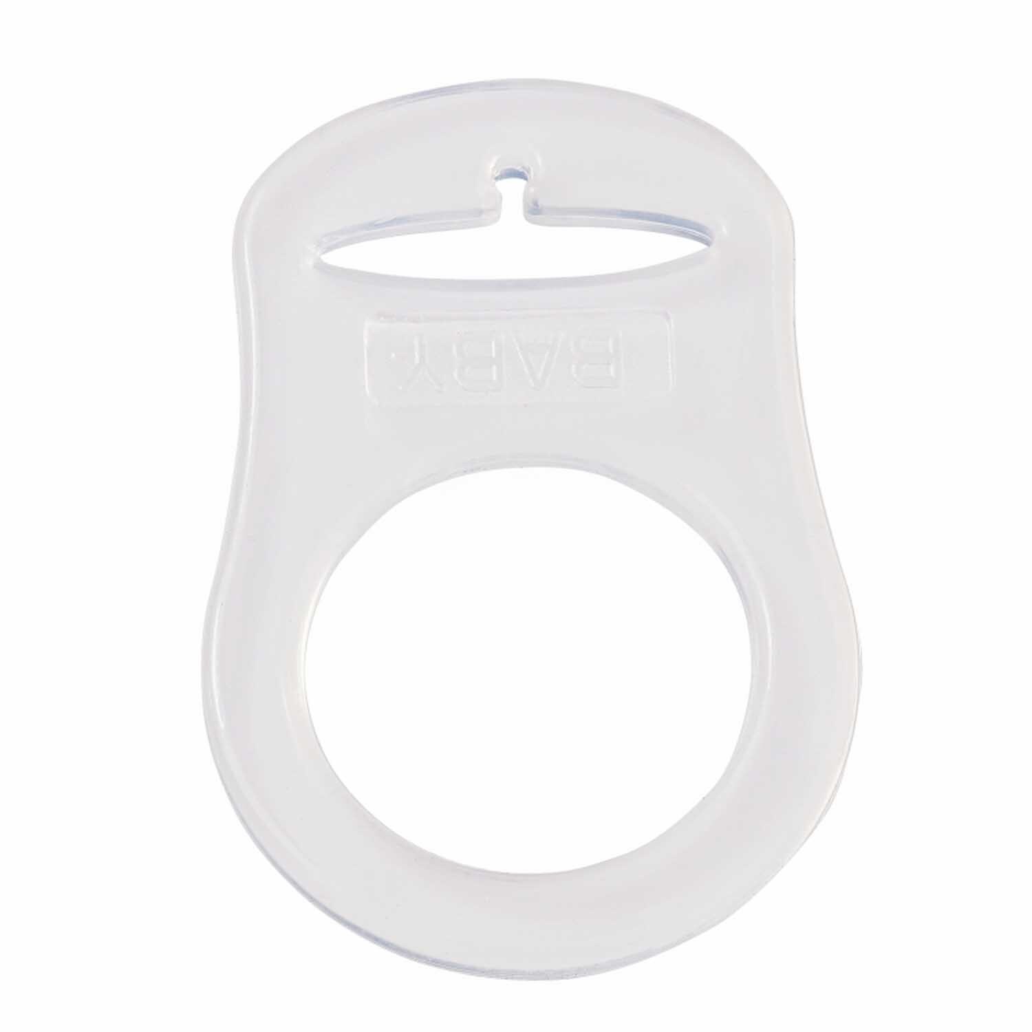 Silikonring für Schnullerketten transparent von HobbyFun, ideal für sichere Befestigung.
