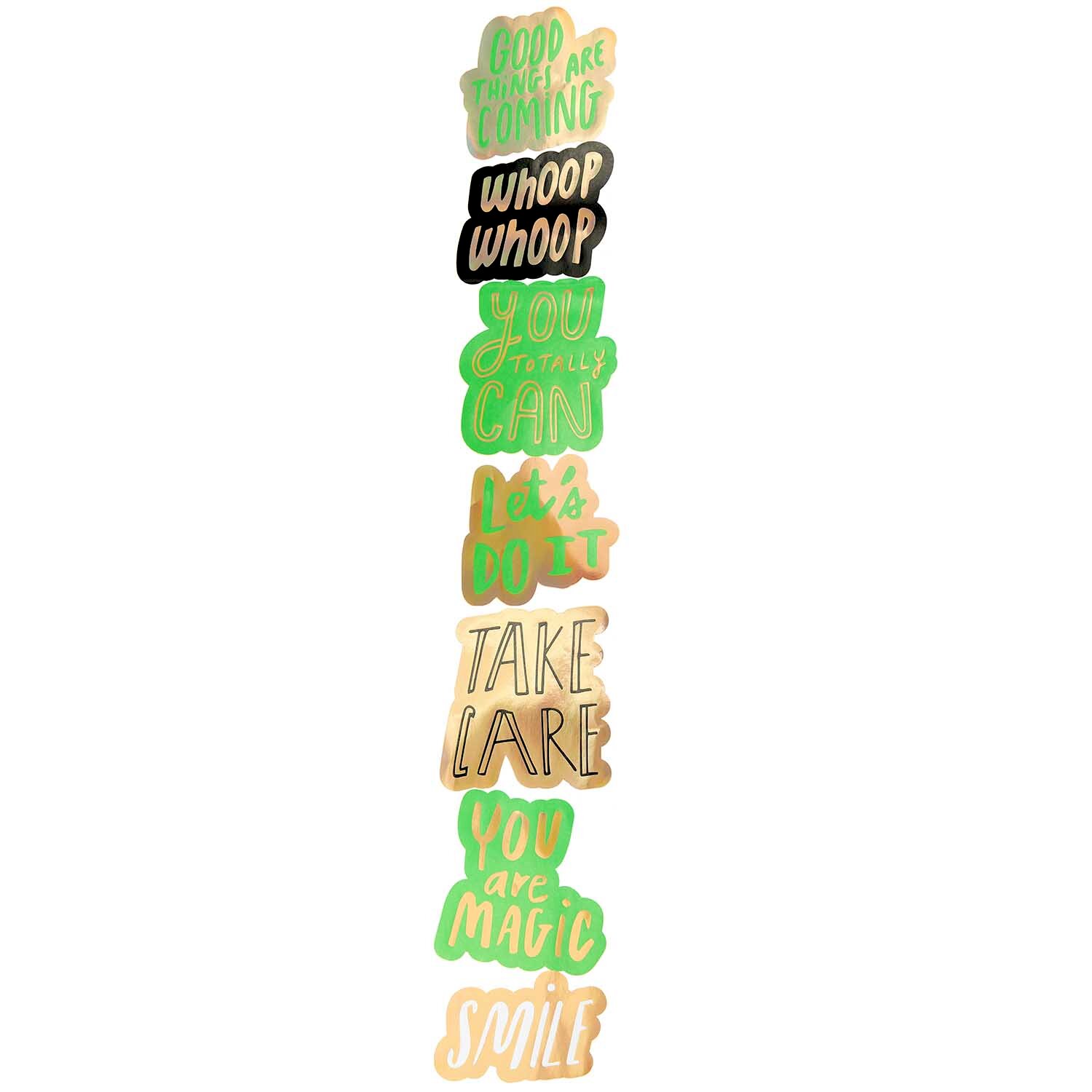 Paper Poetry Sticker Typo Ø 5cm 120 Stück auf der Rolle. Bunte, motivierende Sprüche auf Stickern von Rico Design.
