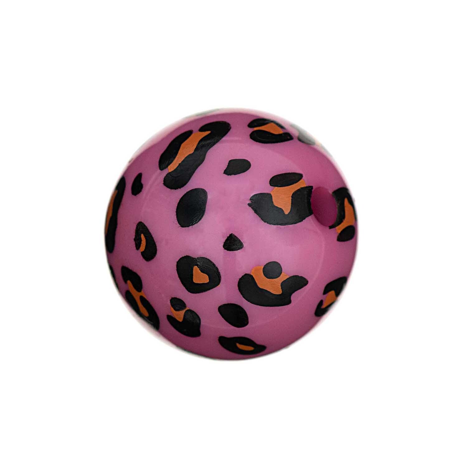Perlen Acid Leo 16mm 6 Stück: Eine pinke Perle mit Leopardenmuster von Rico Design, ideal für kreative Projekte.