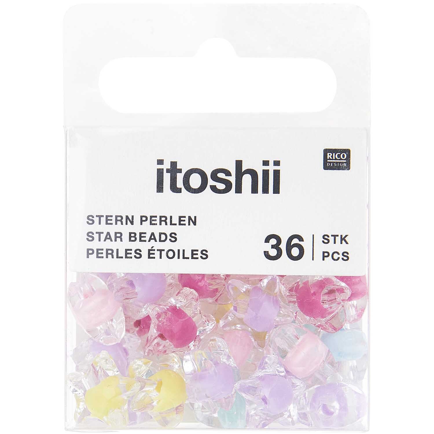 itoshii Sternperlen Transparent mit Farbeinzug 11x11x7mm 36 Stück von Rico Design